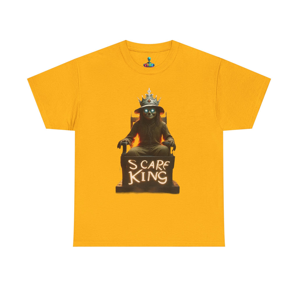 VYBZ Scare King Unisex Heavy Cotton Tee, Halloween Shirt, Horror Tee, Graphic T-Shirt, Scary Costume Top, Gift for Spooky Lovers