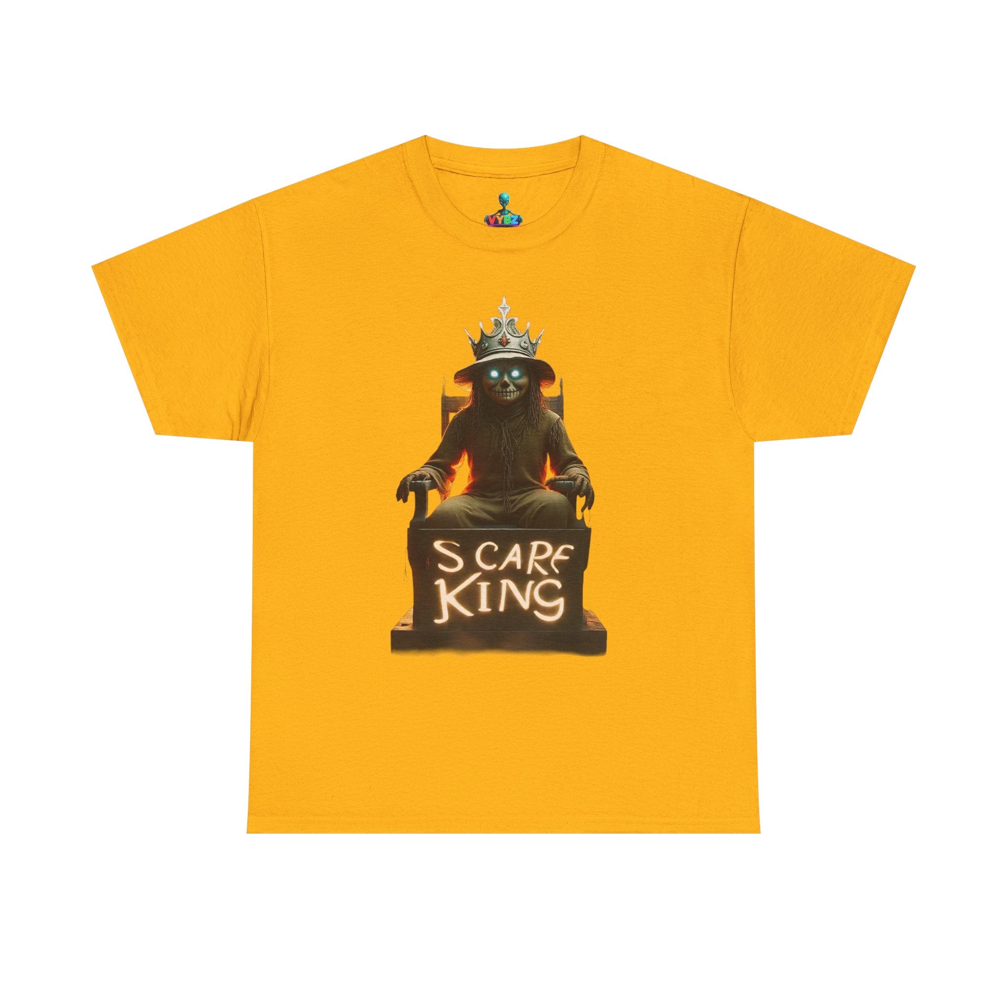 VYBZ Scare King Unisex Heavy Cotton Tee, Halloween Shirt, Horror Tee, Graphic T-Shirt, Scary Costume Top, Gift for Spooky Lovers