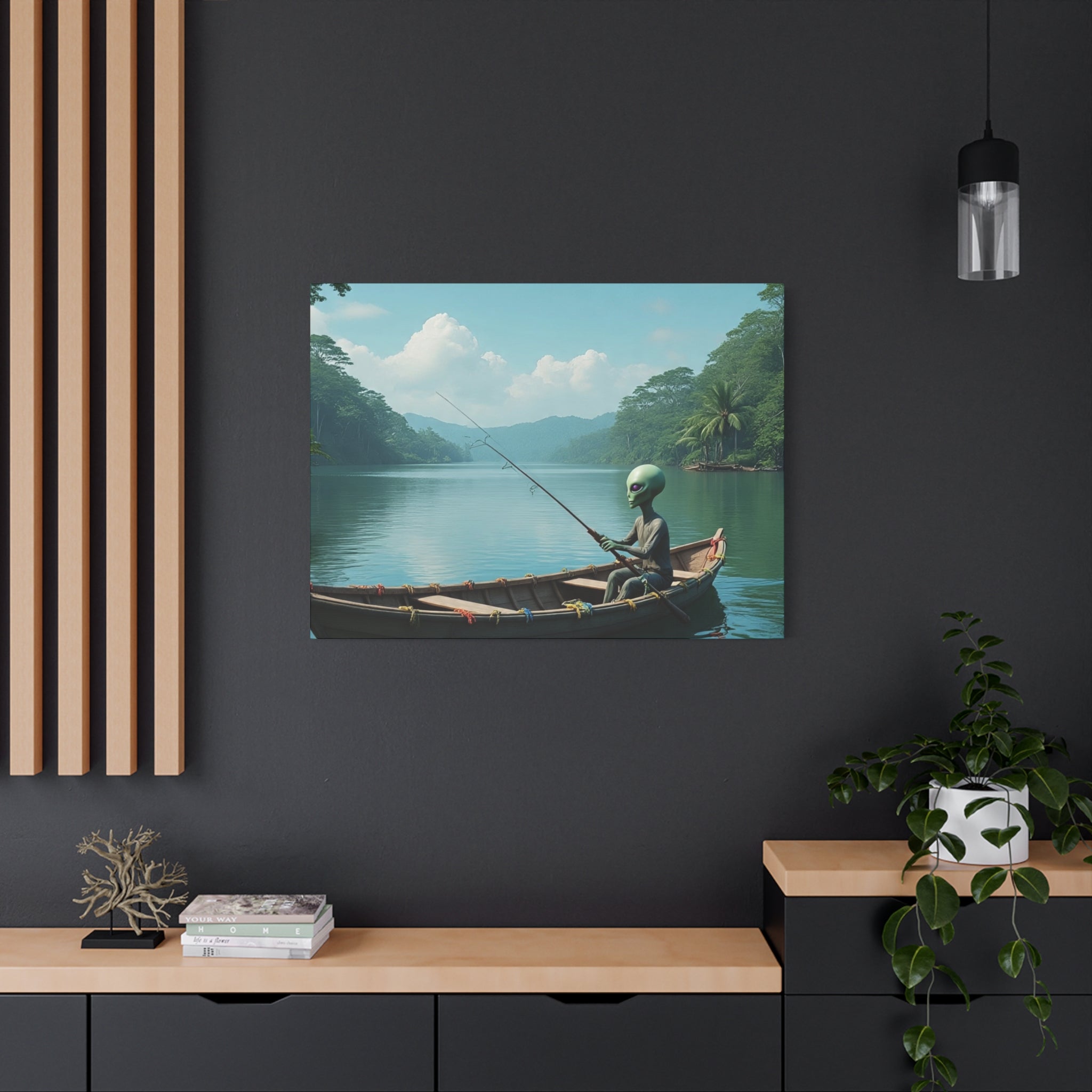Alien Fishing Canvas Art