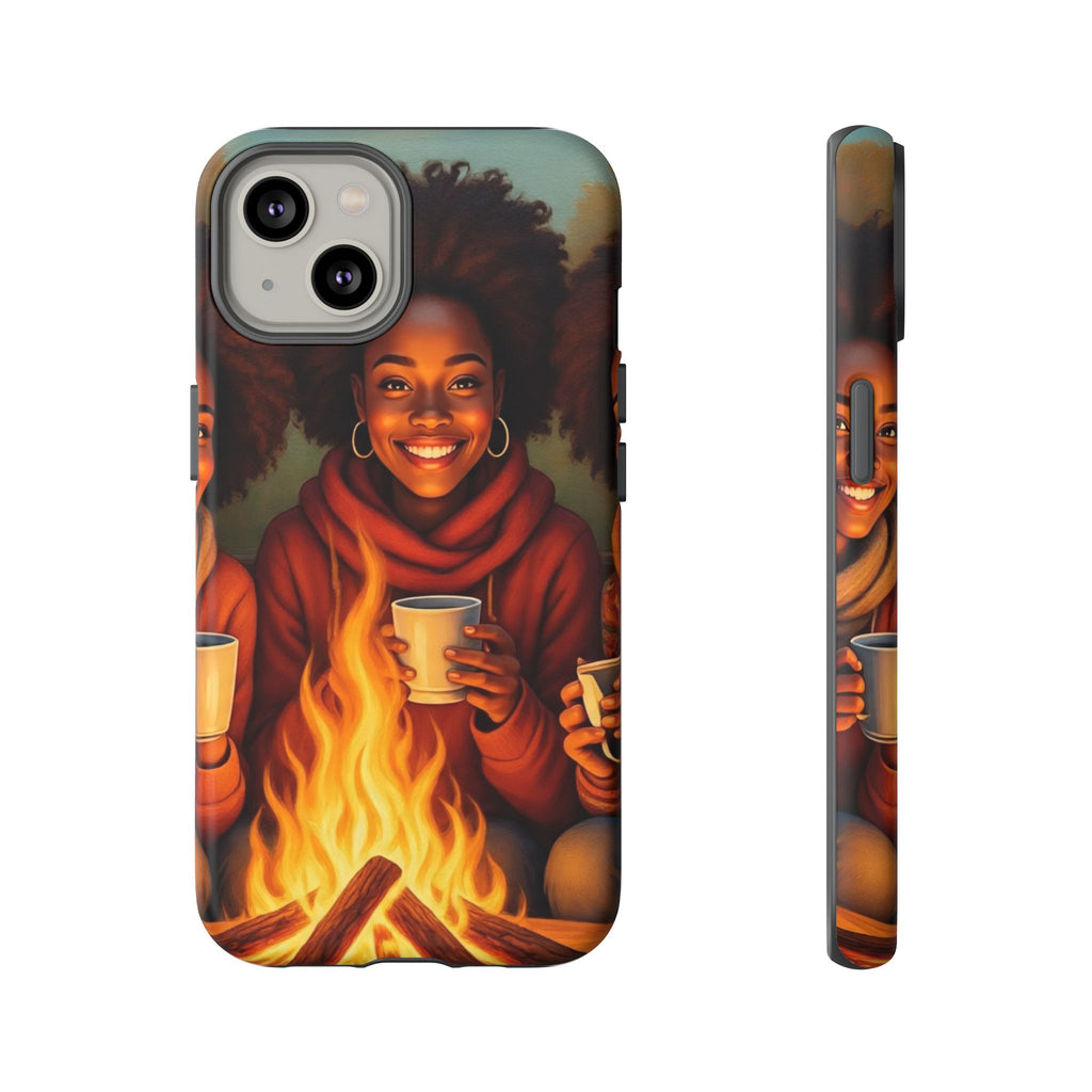 Cozy Phone Case for Campfire Lovers, Tough Cases with Inspirational Design, Perfect Gift for Friends, Birthday Present, Nature Vibe