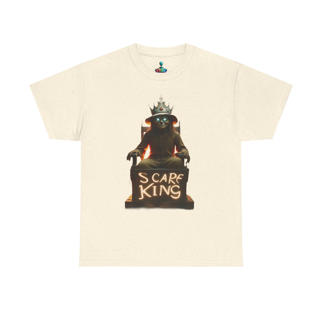 VYBZ Scare King Unisex Heavy Cotton Tee, Halloween Shirt, Horror Tee, Graphic T-Shirt, Scary Costume Top, Gift for Spooky Lovers