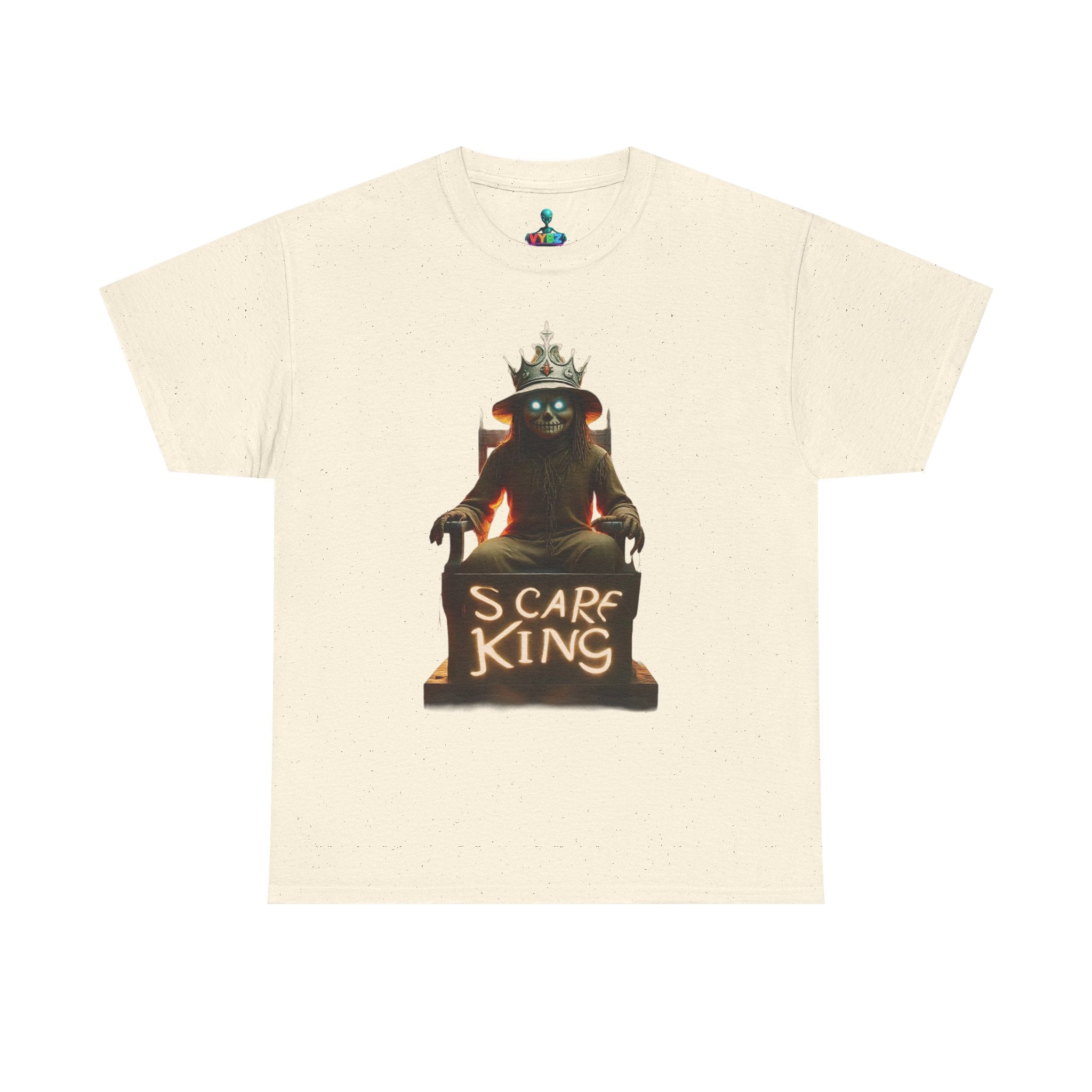VYBZ Scare King Unisex Heavy Cotton Tee, Halloween Shirt, Horror Tee, Graphic T-Shirt, Scary Costume Top, Gift for Spooky Lovers