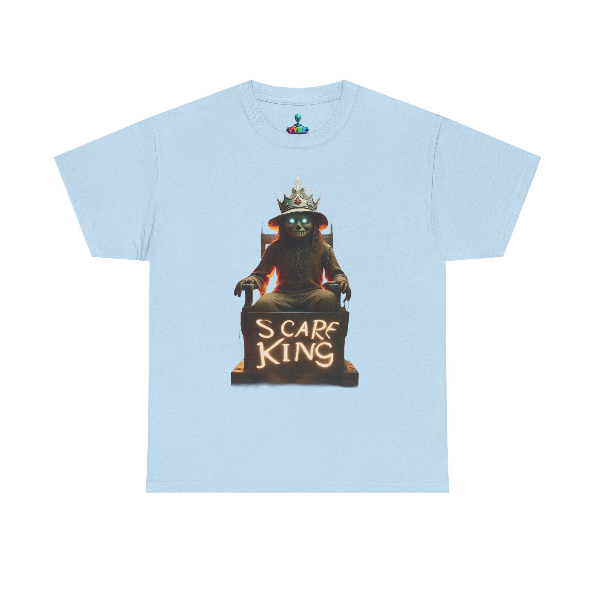 VYBZ Scare King Unisex Heavy Cotton Tee, Halloween Shirt, Horror Tee, Graphic T-Shirt, Scary Costume Top, Gift for Spooky Lovers