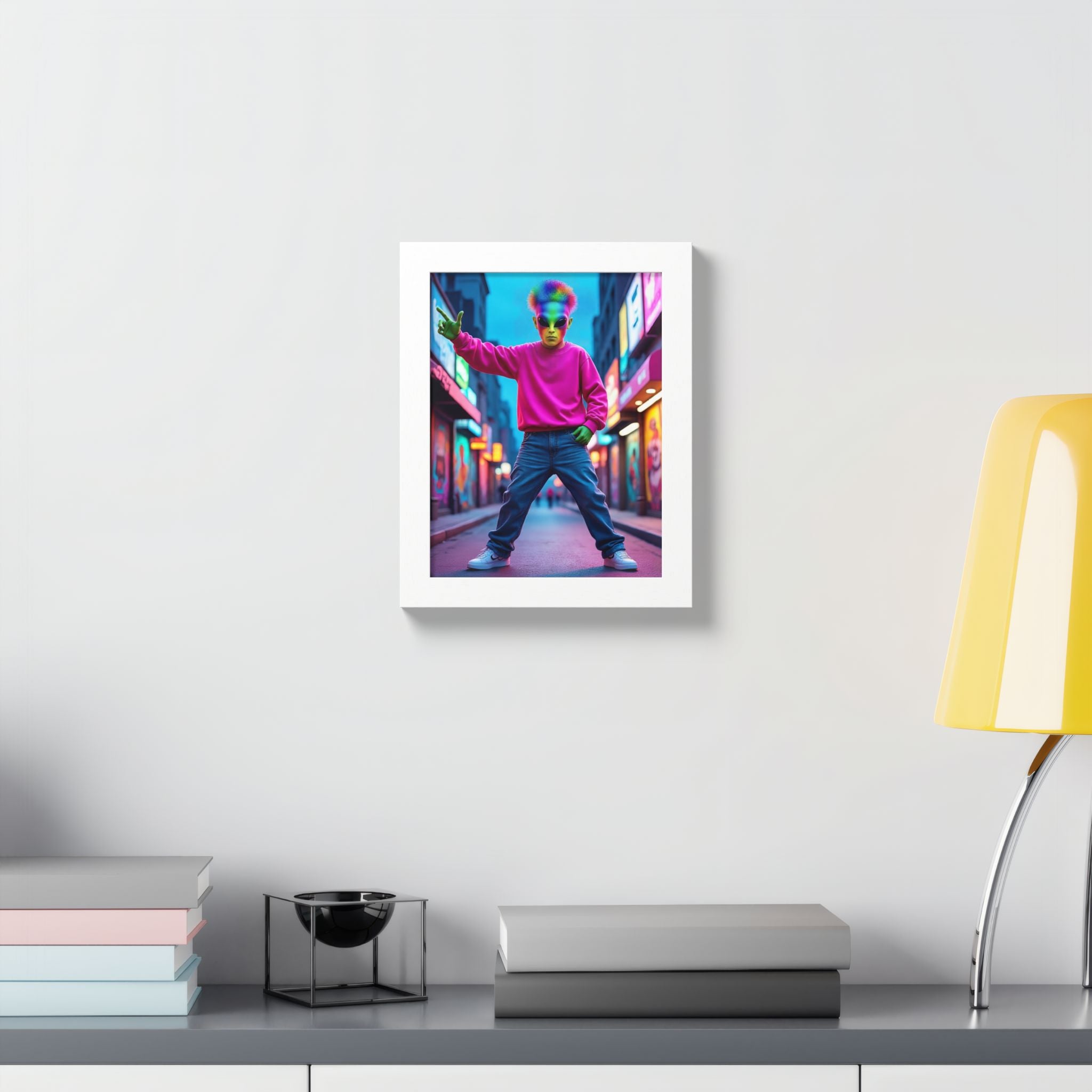 Vibrant Framed Poster, Colorful Wall Art for Home Décor, Funky Room Decoration, Unique Gift for Art Lovers, Retro Vibes, Pop Culture