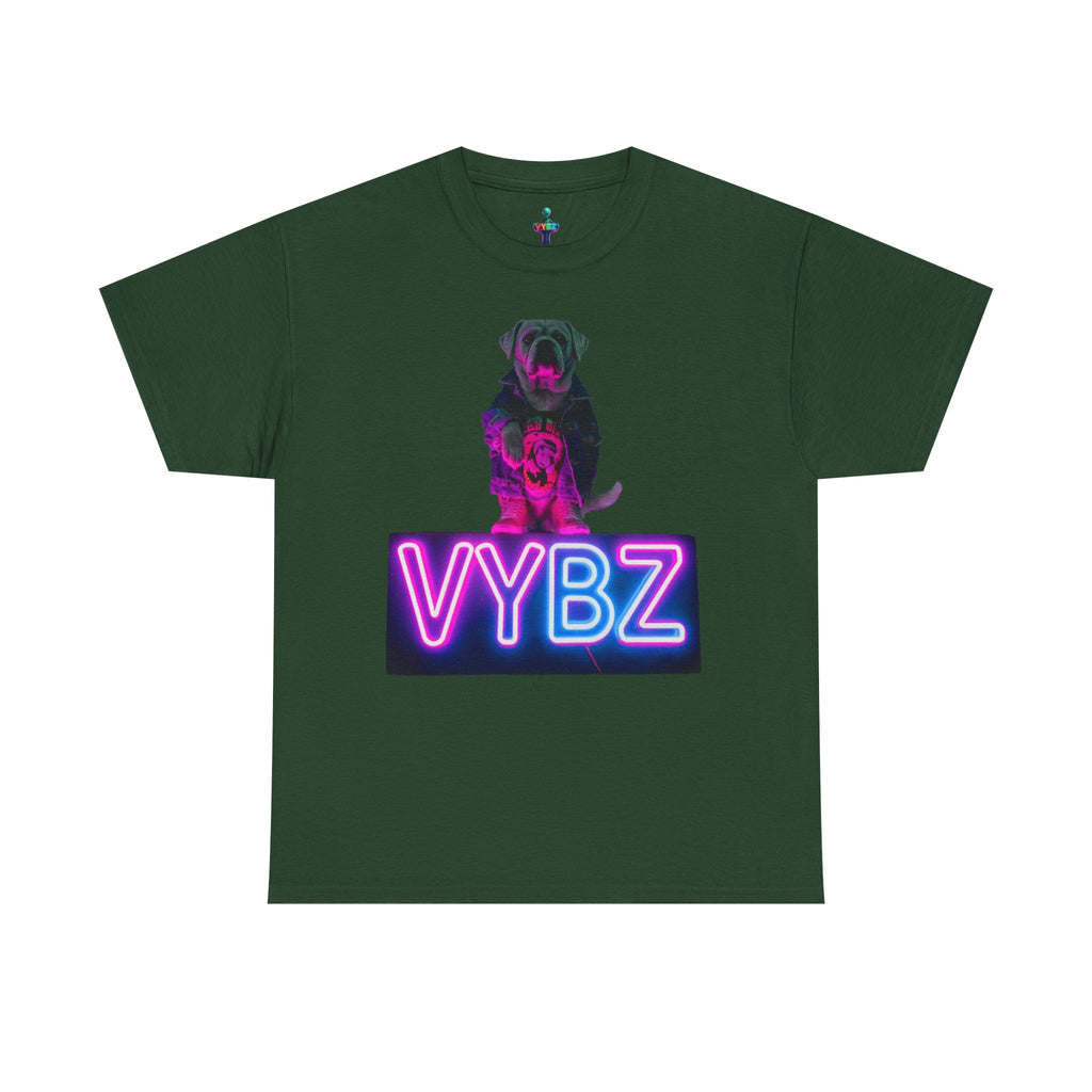 Neon Dog VYBZ Tee, Unisex Heavy Cotton T-Shirt, Casual Wear, Pet Lovers Gift, Streetwear Style, Dog Lover Apparel