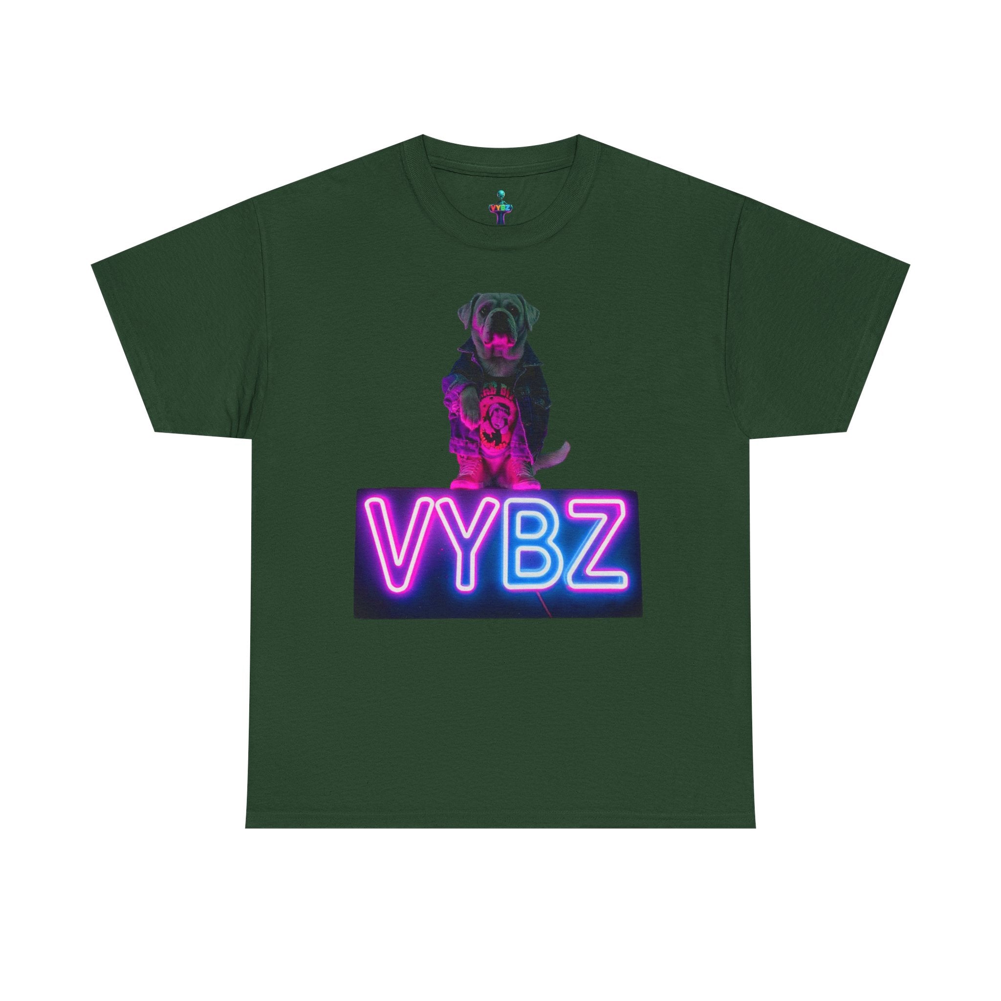 Neon Dog VYBZ Tee, Unisex Heavy Cotton T-Shirt, Casual Wear, Pet Lovers Gift, Streetwear Style, Dog Lover Apparel