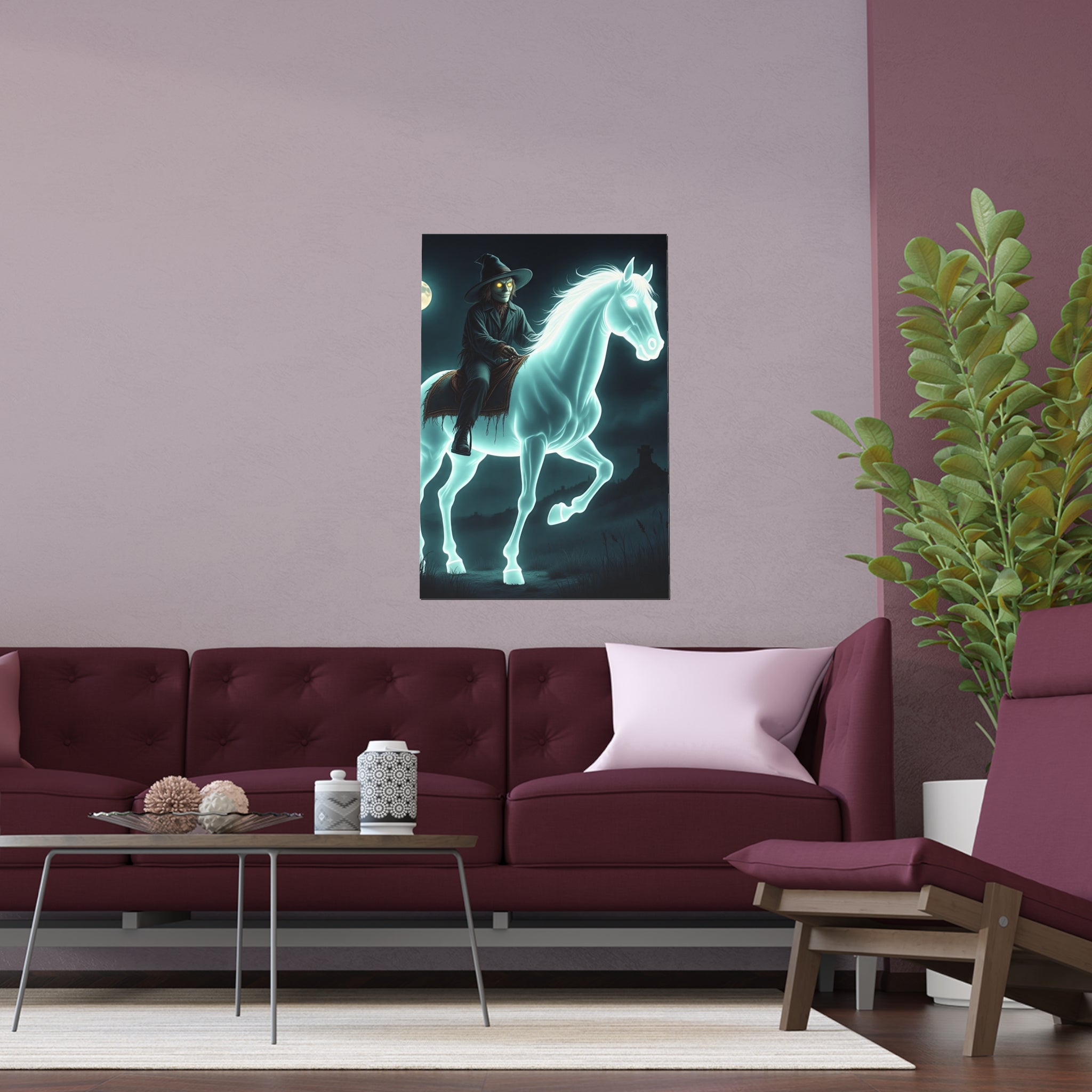 Mystical Wizard Horse Silk Poster, Home Decor, Halloween Art, Wall Art, Gift for Horse Lovers, Indoor and Outdoor Decoration