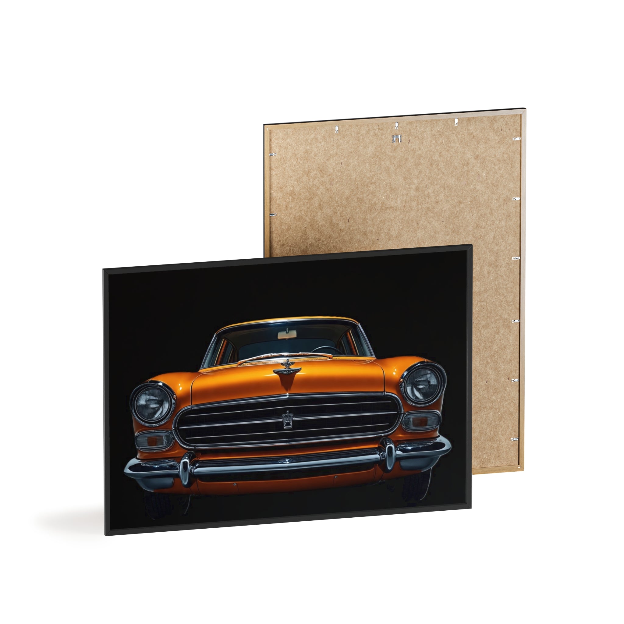 Classic Car Art Poster with Wooden Frame, Vintage Auto Decor, Gift for Car Lovers, Retro Wall Art, Home & Office Decoration