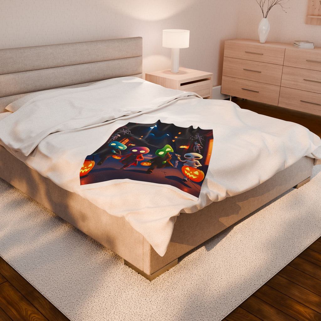 Aliens Trick or Treating Velveteen Plush Blanket