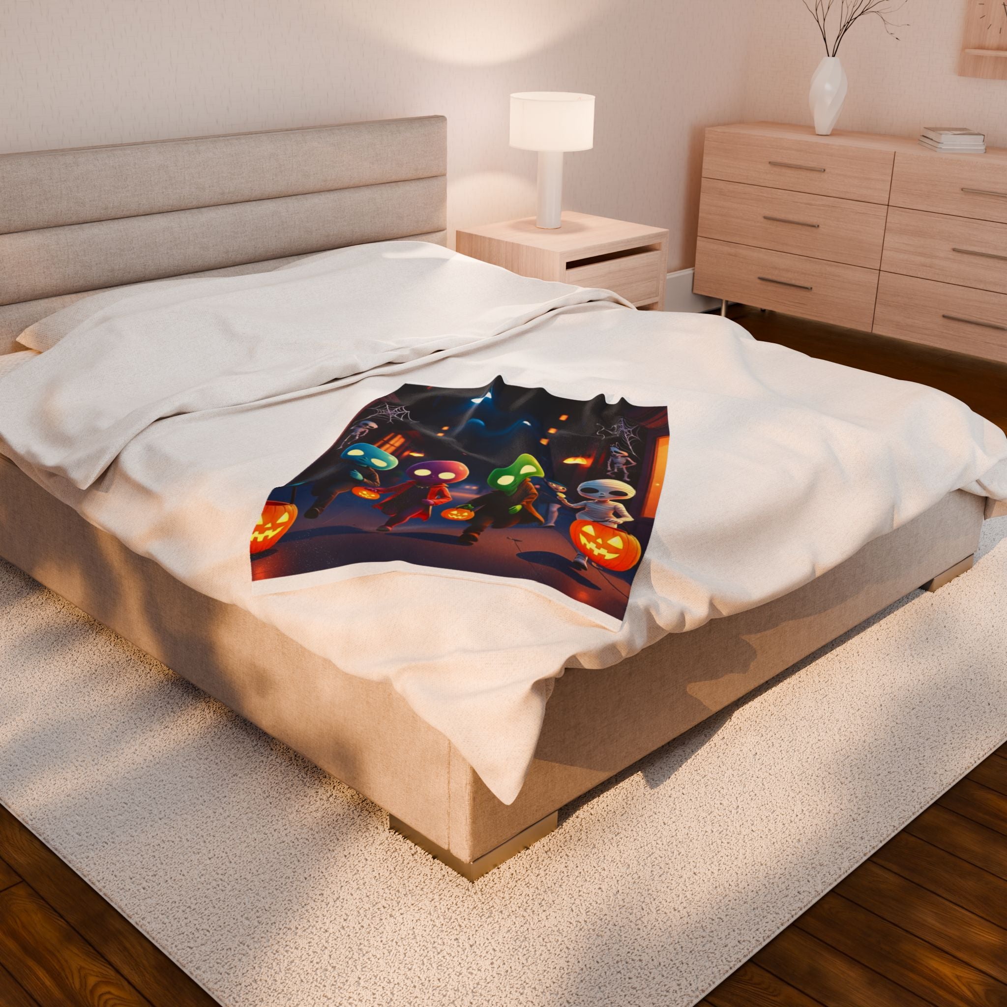Aliens Trick or Treating Velveteen Plush Blanket