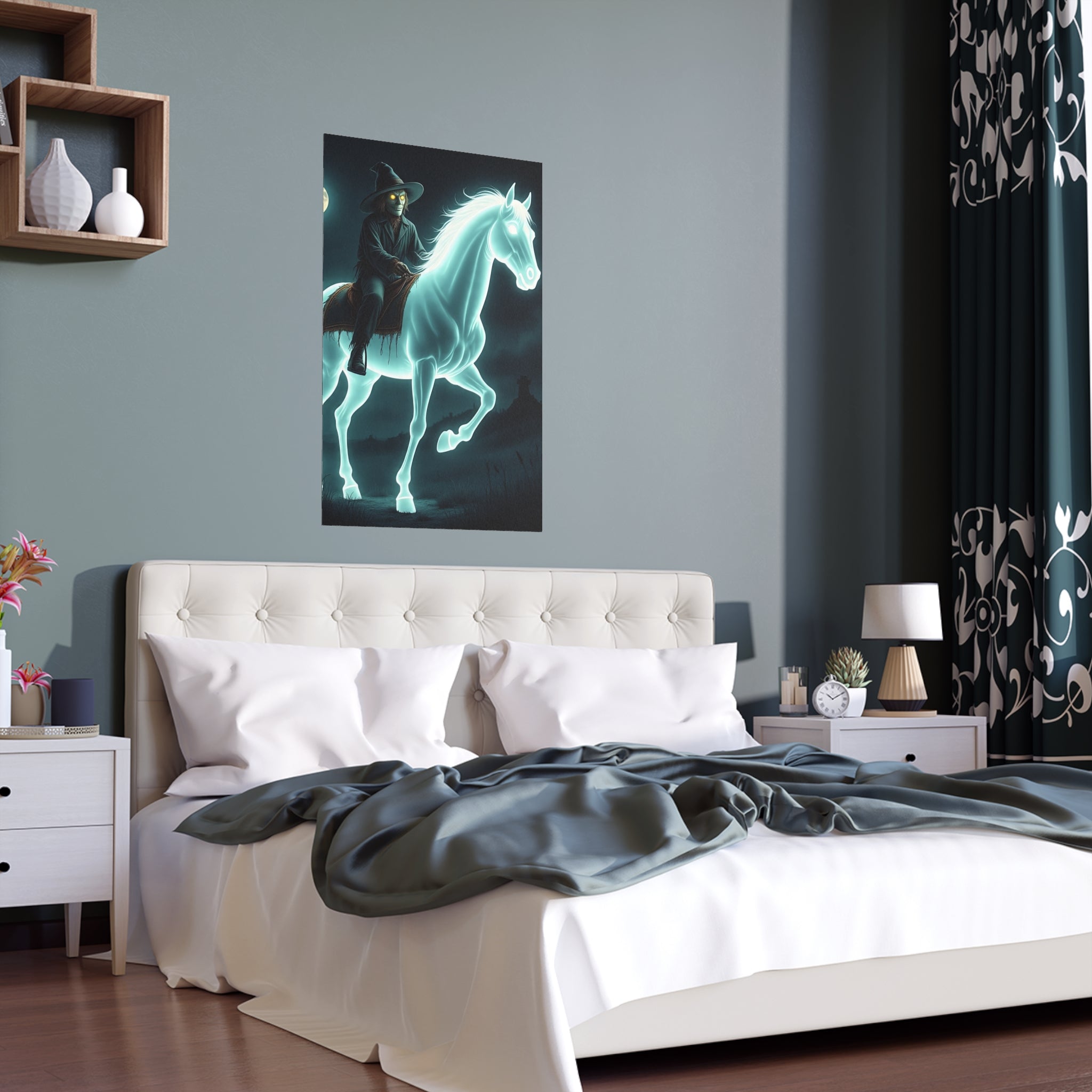 Mystical Wizard Horse Silk Poster, Home Decor, Halloween Art, Wall Art, Gift for Horse Lovers, Indoor and Outdoor Decoration