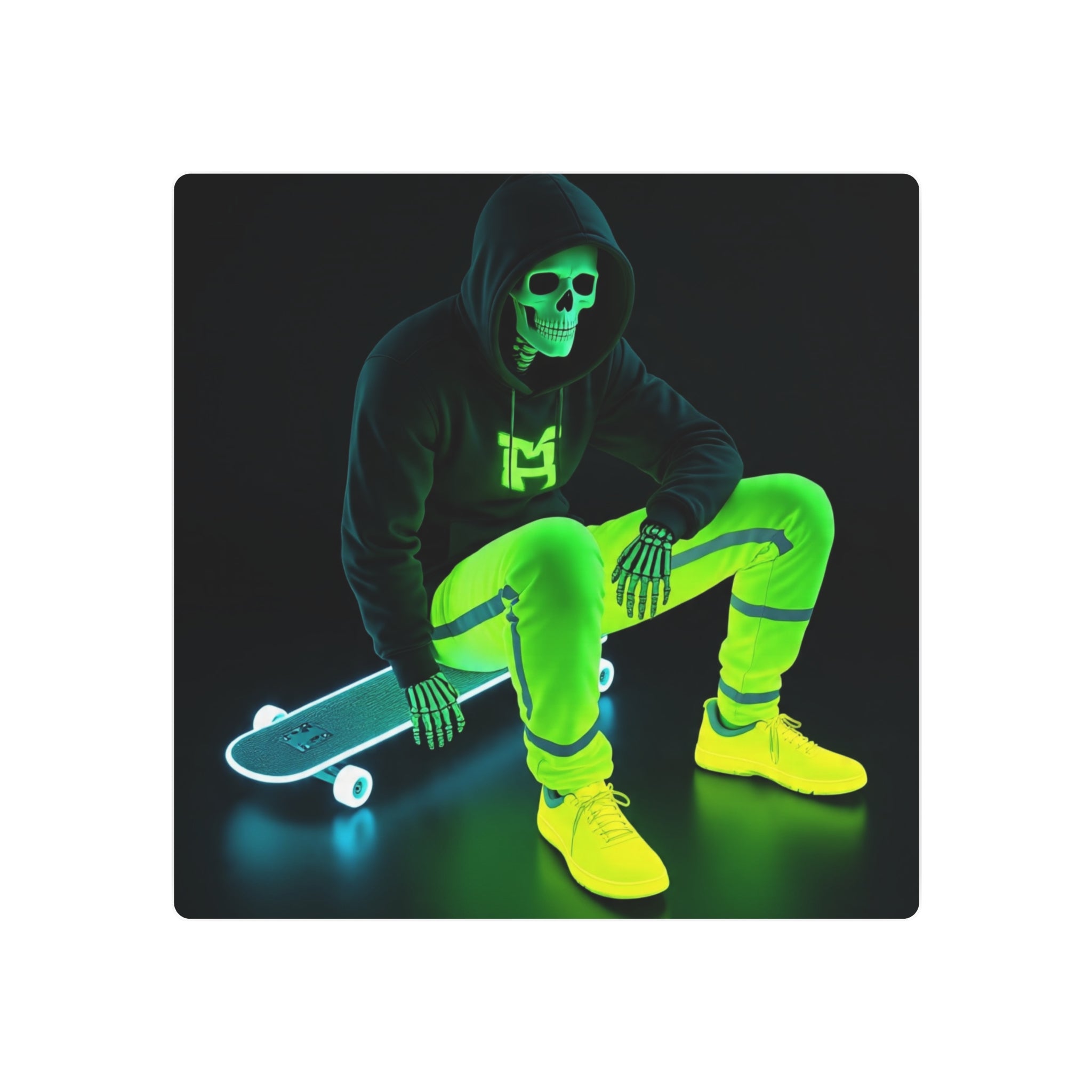 Urban Skeleton Metal Art Sign, Modern Wall Decor, Skateboarder Home Art, Gift for Teens and Young Adults, Unique Decorative Sign