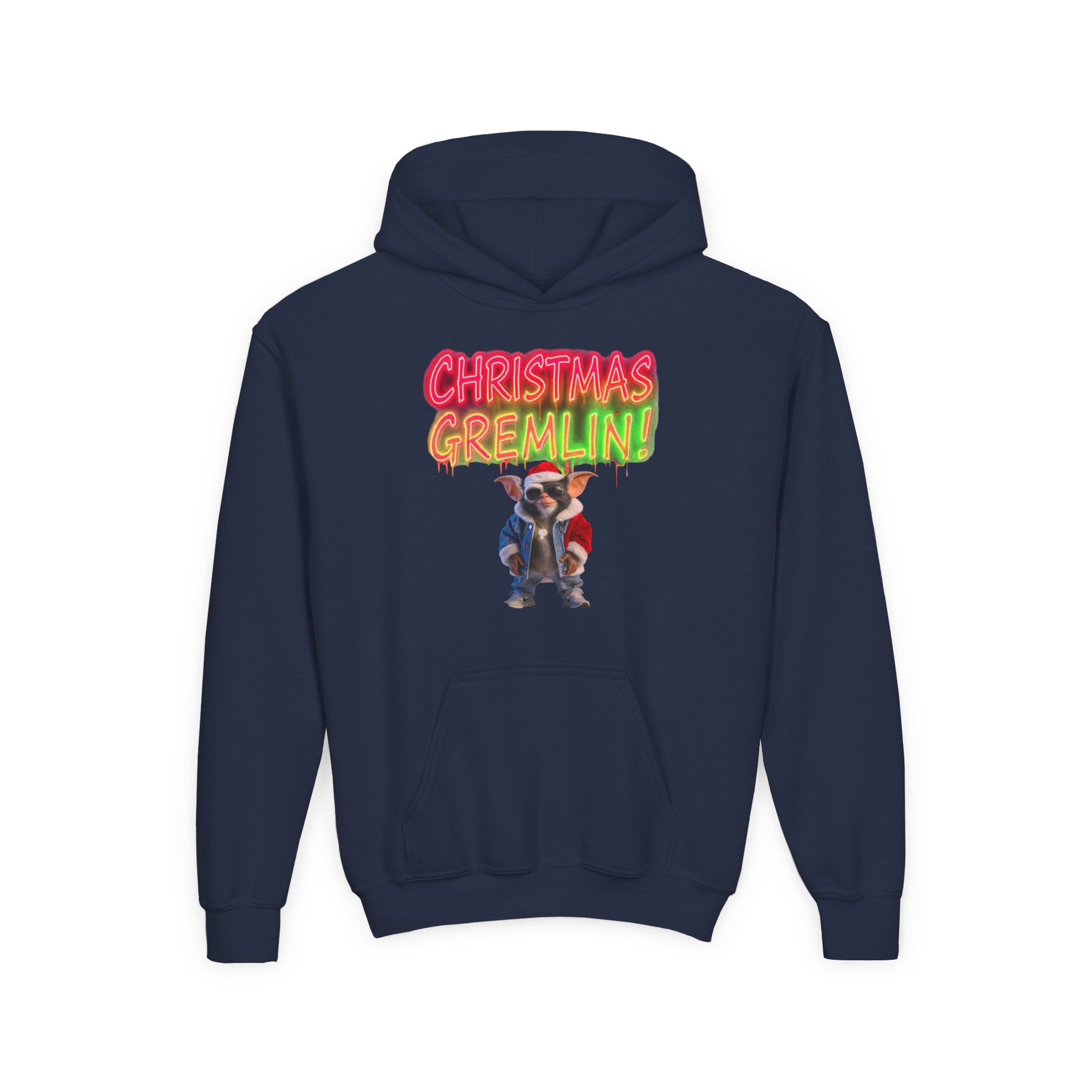 Youth Hoodie — 'Christmas Gremlin' Festive Kids Holiday Sweatshirt