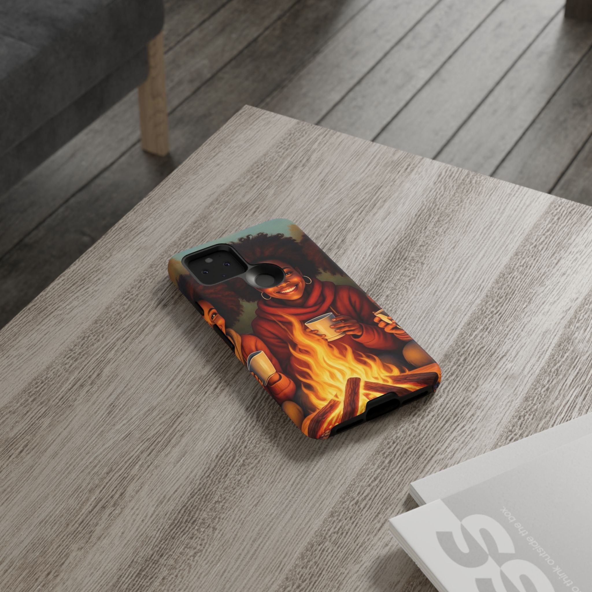 Cozy Phone Case for Campfire Lovers, Tough Cases with Inspirational Design, Perfect Gift for Friends, Birthday Present, Nature Vibe