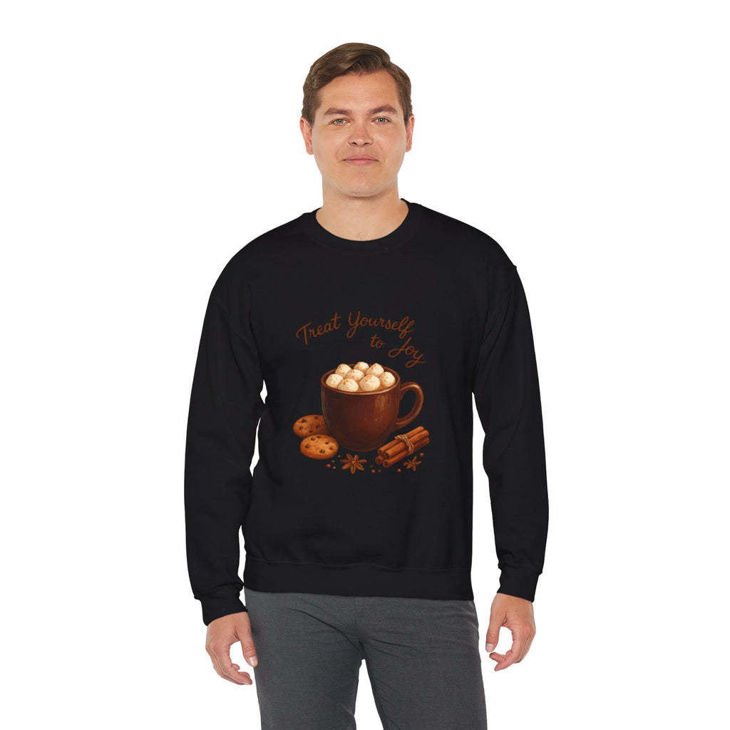 Cozy Hot Cocoa Sweatshirt — "Treat Yourself to Joy" Crewneck