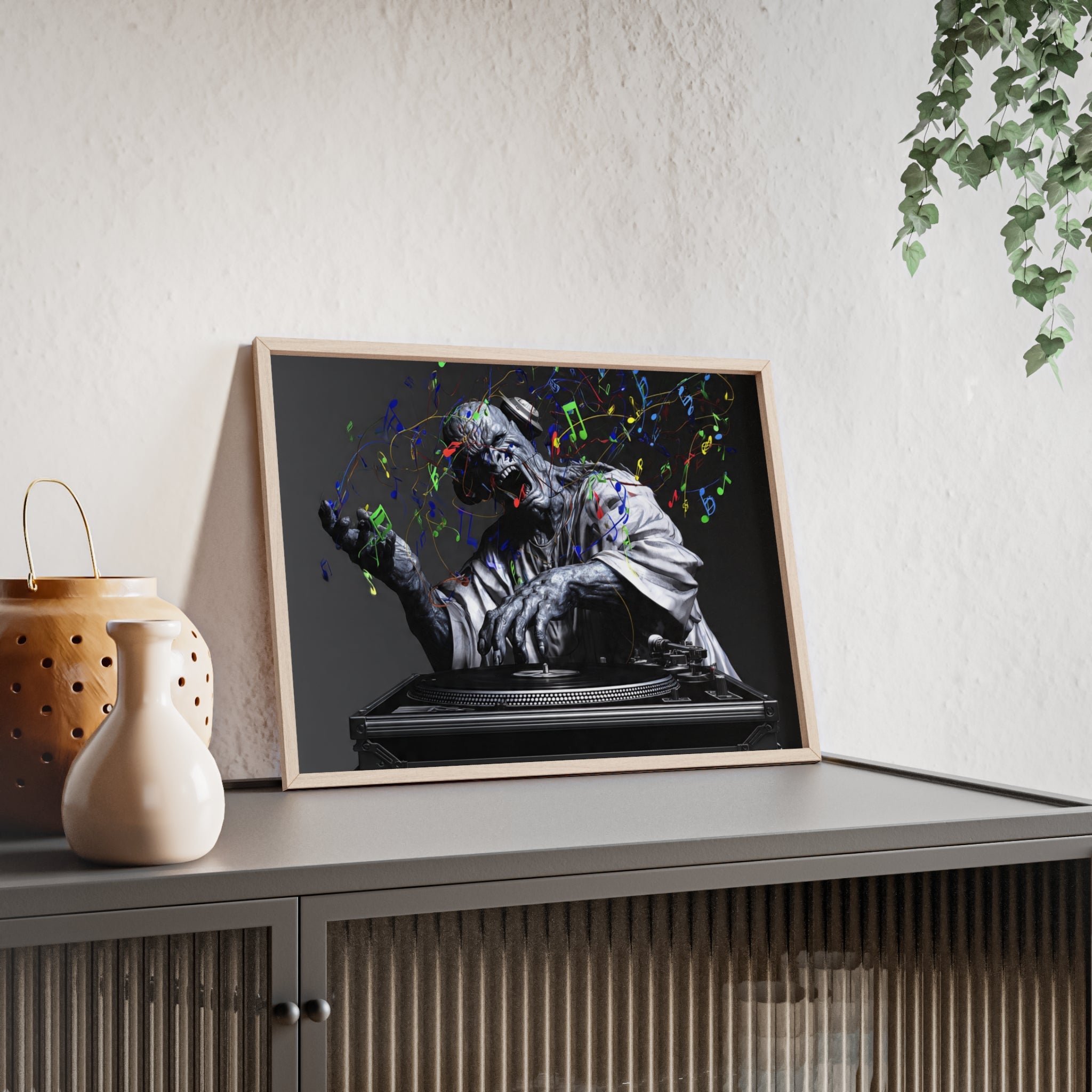 Poster with Wooden Frame - Frankenstein DJ Theme Exclusive Design