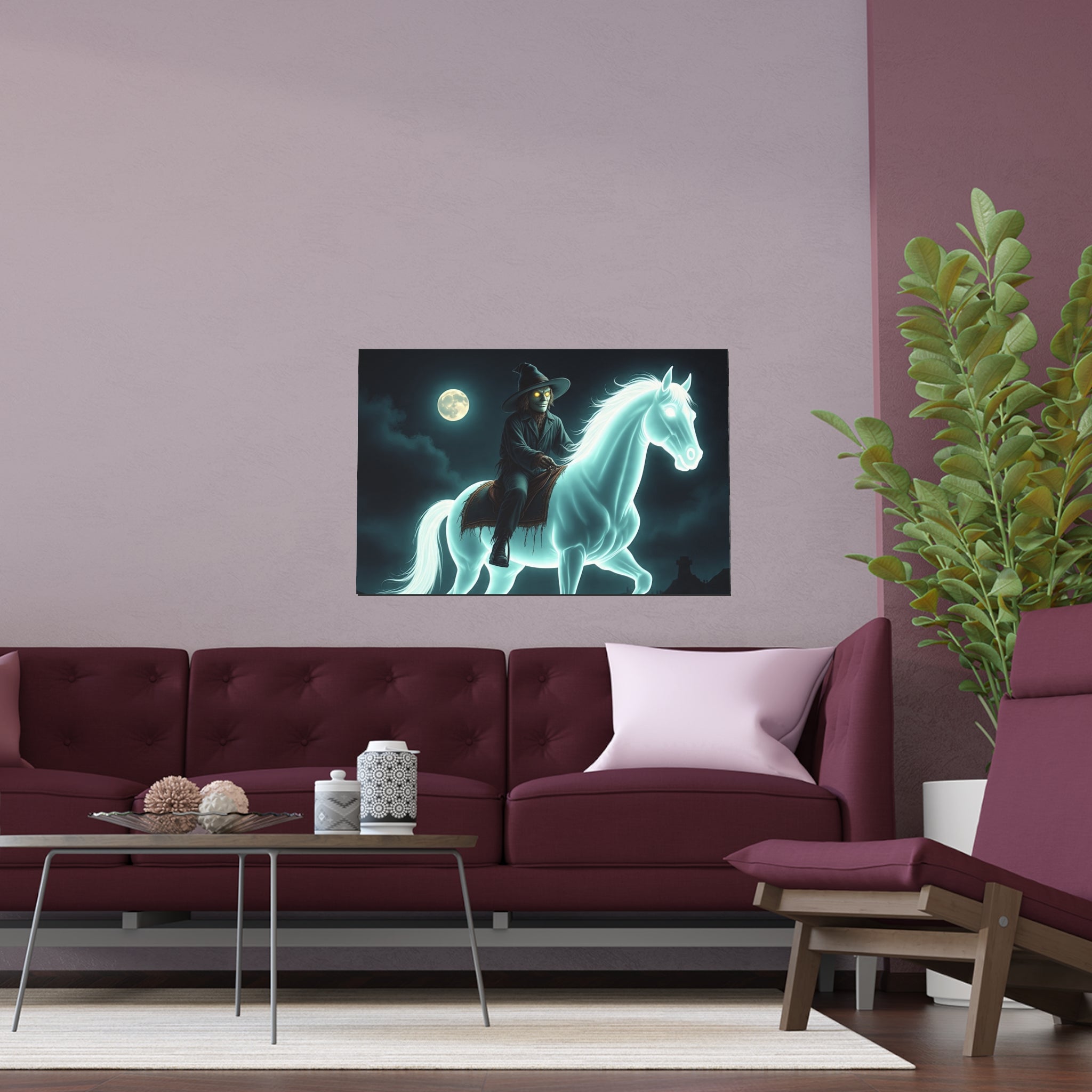 Mystical Wizard Horse Silk Poster, Home Decor, Halloween Art, Wall Art, Gift for Horse Lovers, Indoor and Outdoor Decoration
