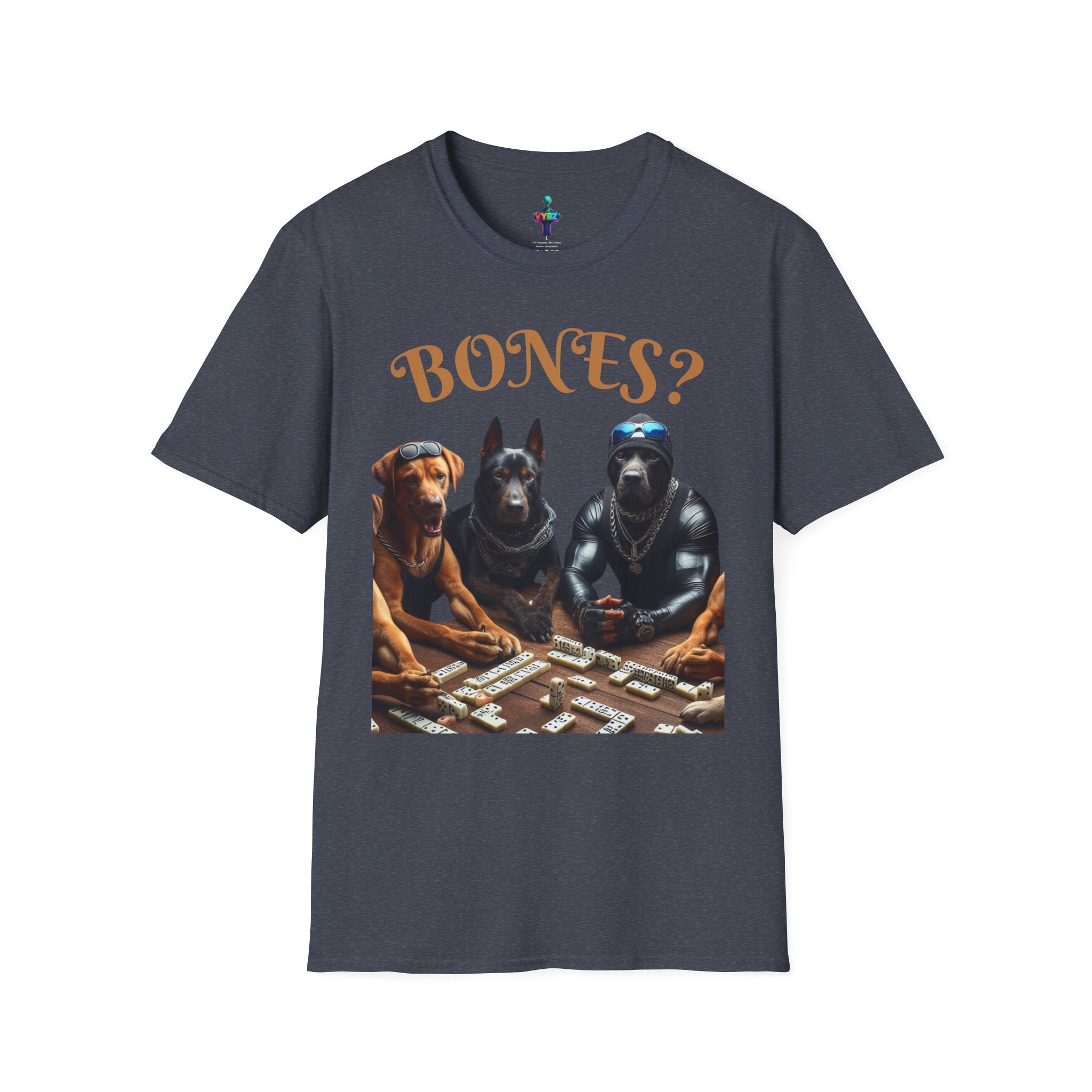 Softstyle T-Shirt with VYBZ Dogs Playing Dominos Urban Slang Design