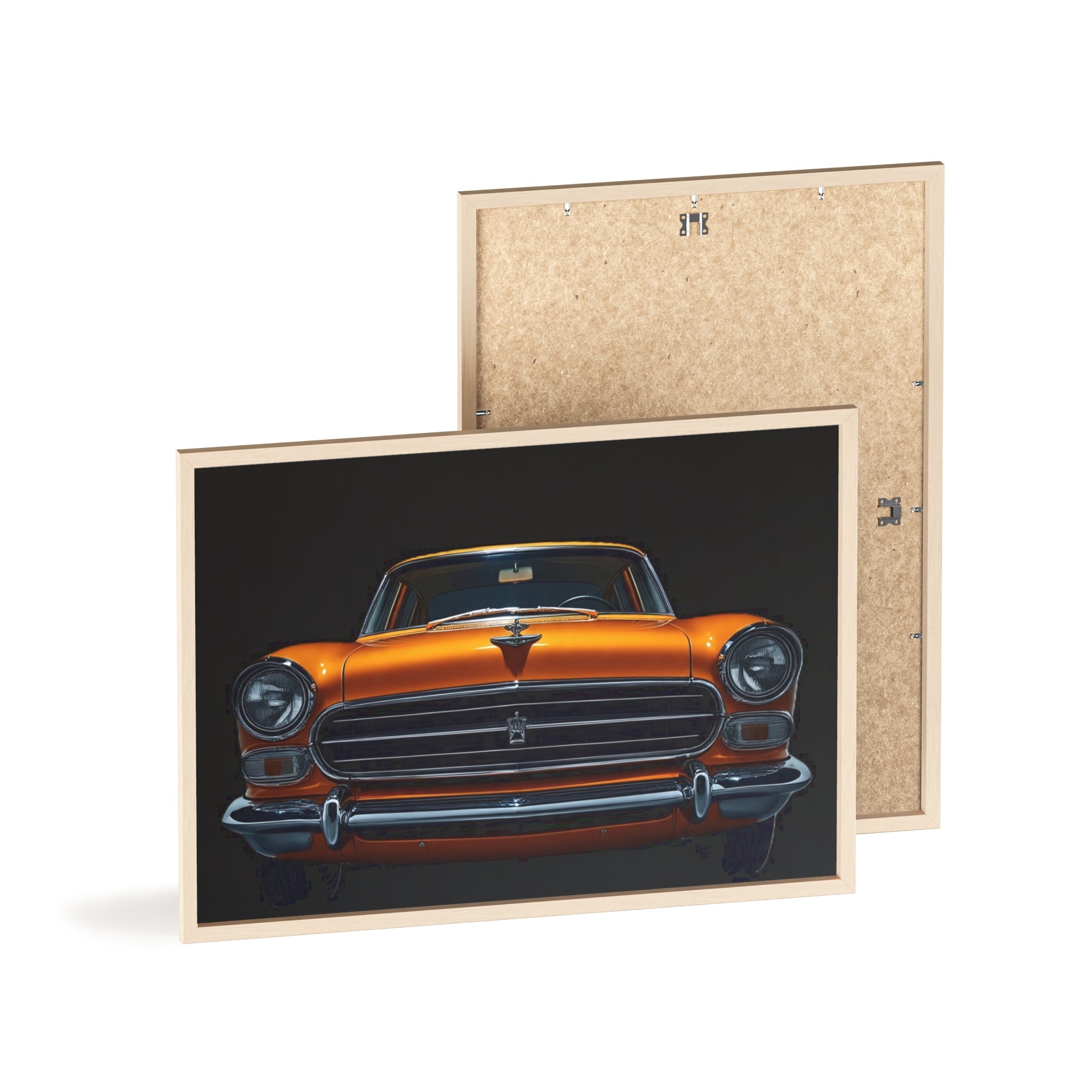 Classic Car Art Poster with Wooden Frame, Vintage Auto Decor, Gift for Car Lovers, Retro Wall Art, Home & Office Decoration