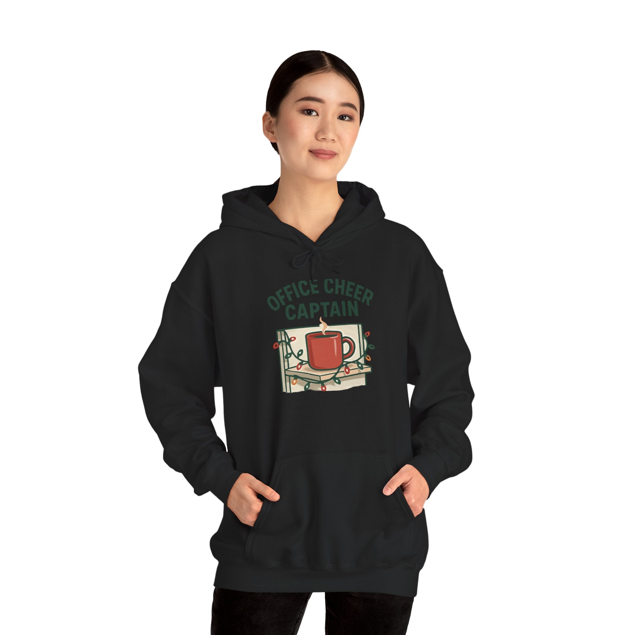 Office Cheer Captain Hoodie — Festive Holiday Mug Christmas Sweatshirt