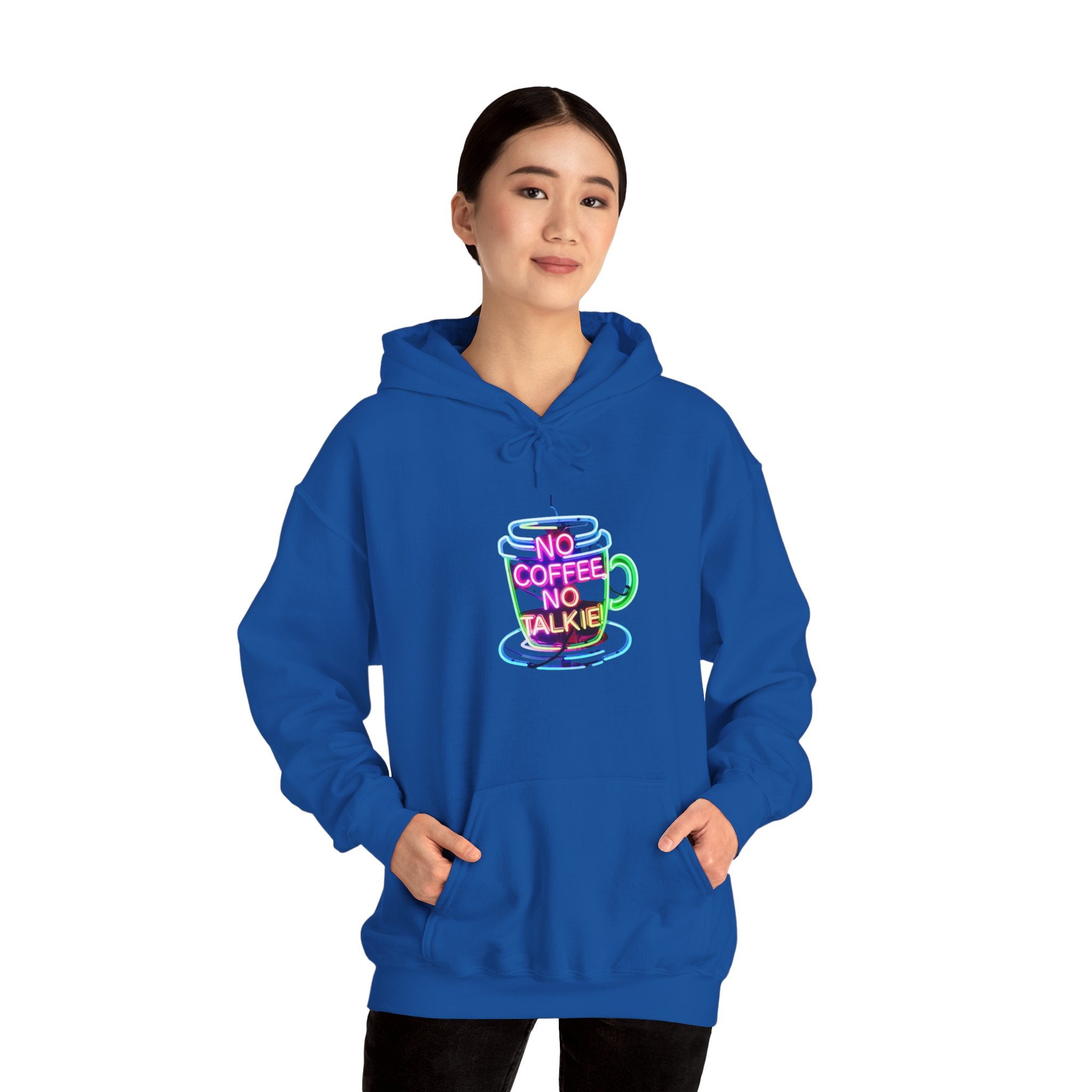 Hoodie - "No Coffee No Talkie" Colorful Coffee Cup Hoodie