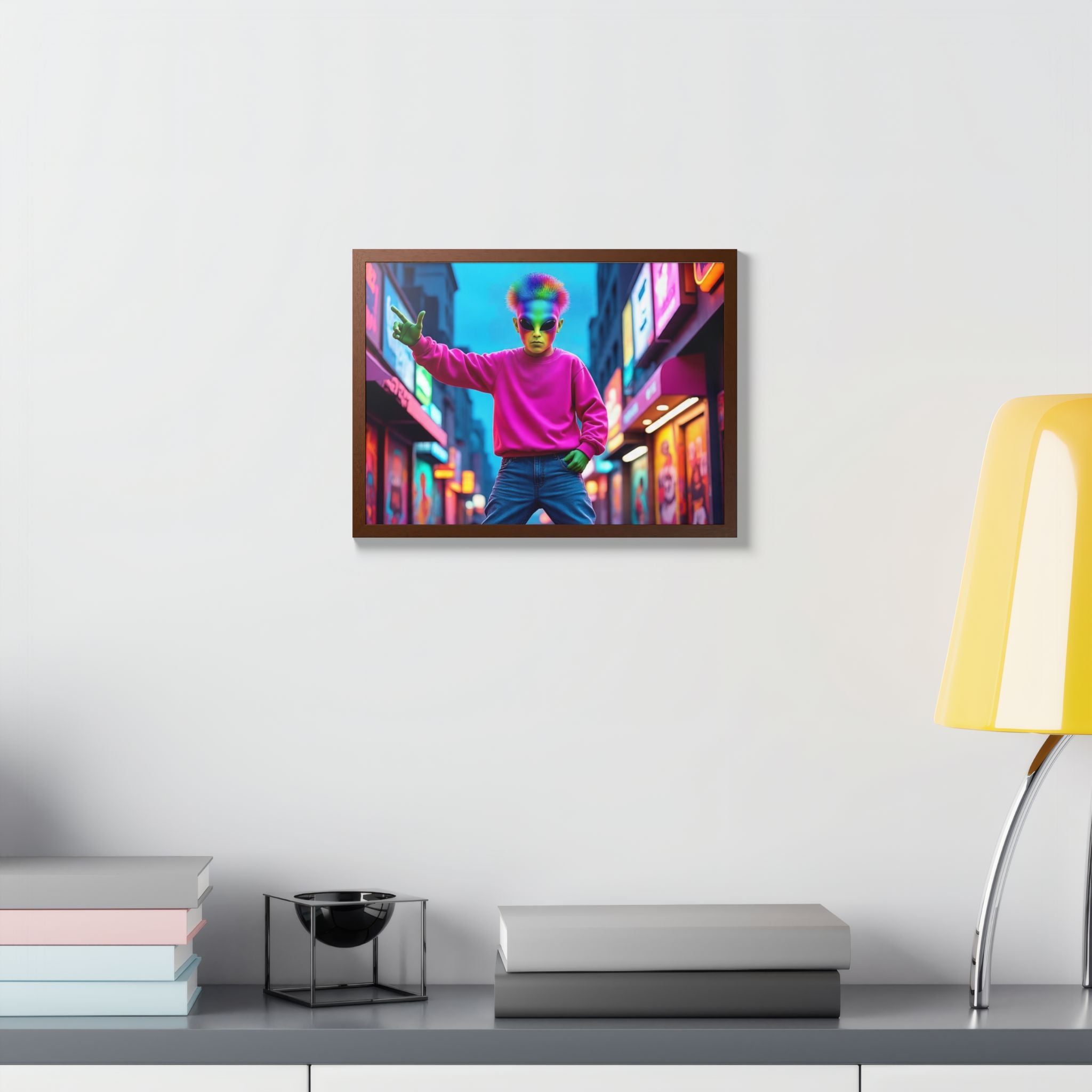 Vibrant Framed Poster, Colorful Wall Art for Home Décor, Funky Room Decoration, Unique Gift for Art Lovers, Retro Vibes, Pop Culture