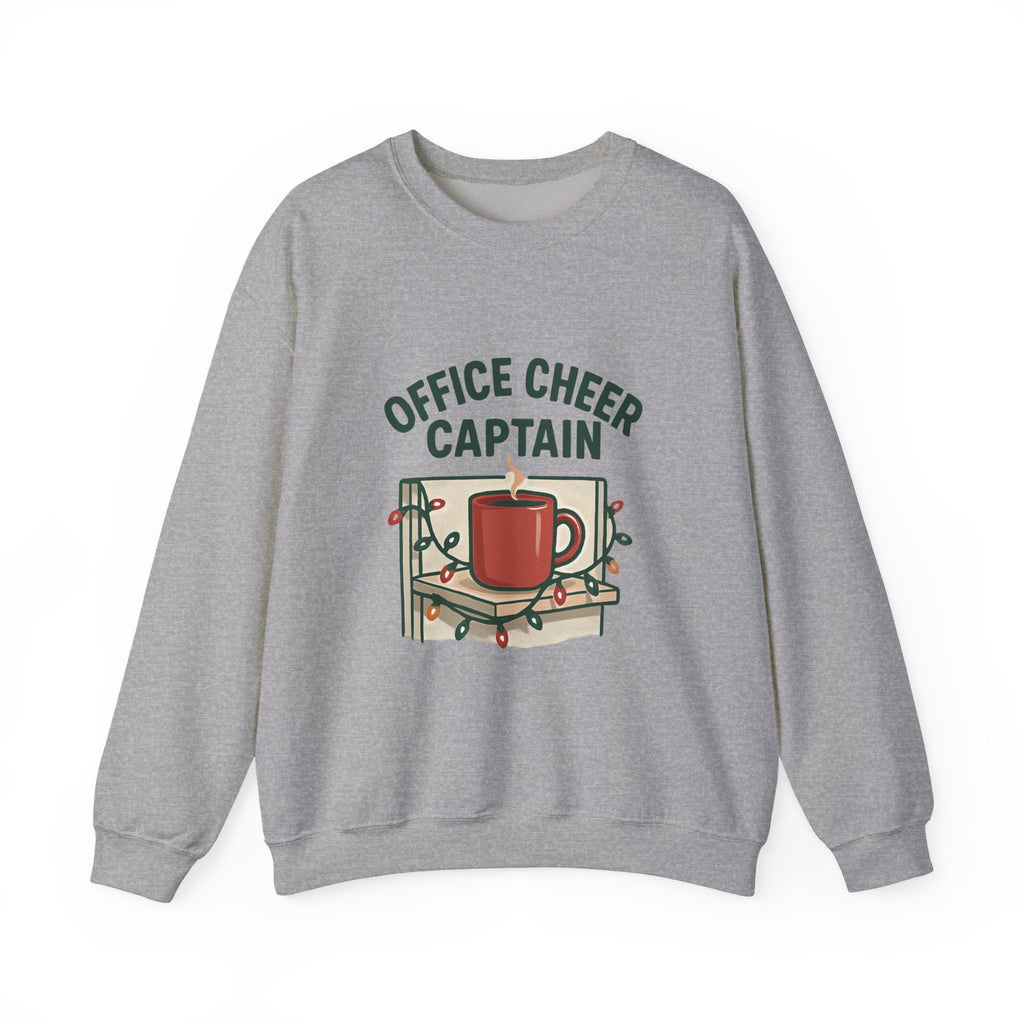 Crewneck Sweatshirt — "Office Cheer Captain" Holiday Coffee Crew