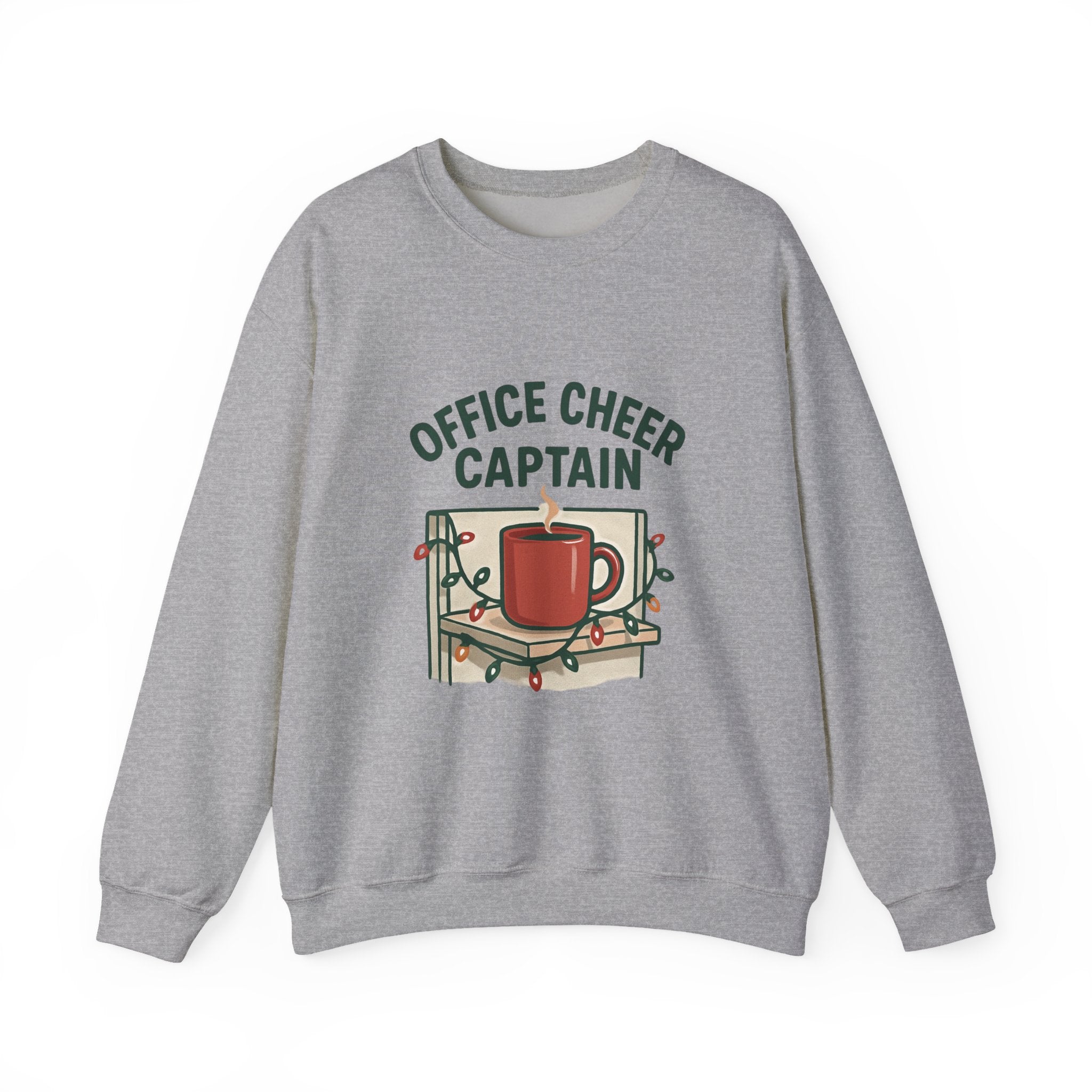 Crewneck Sweatshirt — "Office Cheer Captain" Holiday Coffee Crew