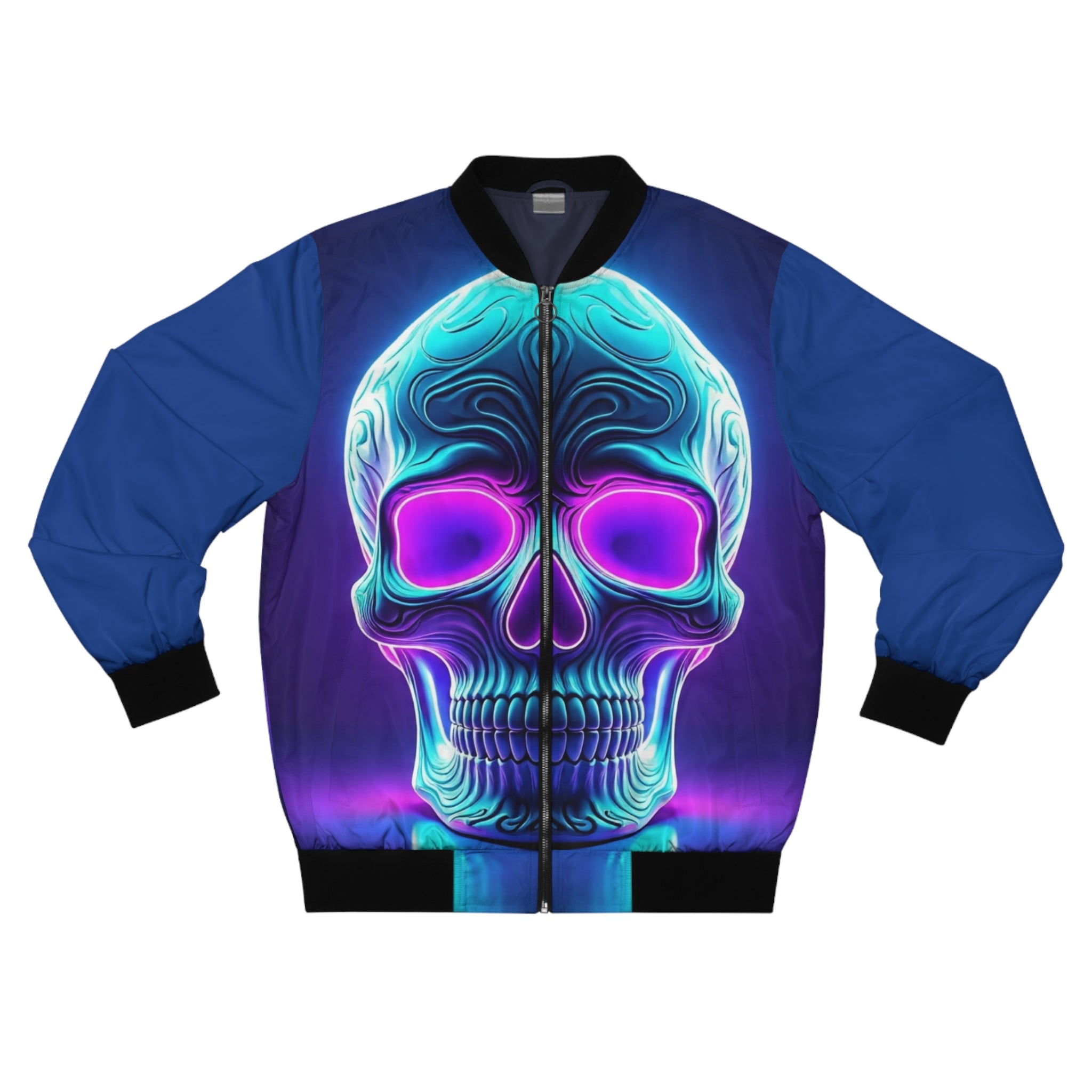 Neon Skull Bomber Jacket — Retro Cyberpunk Skull Bomber Jacket