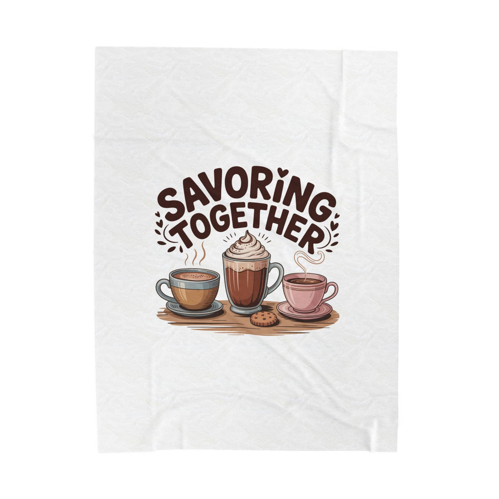 Savoring Together Plush Blanket | coffee cocoa tea cozy, caffeine crew