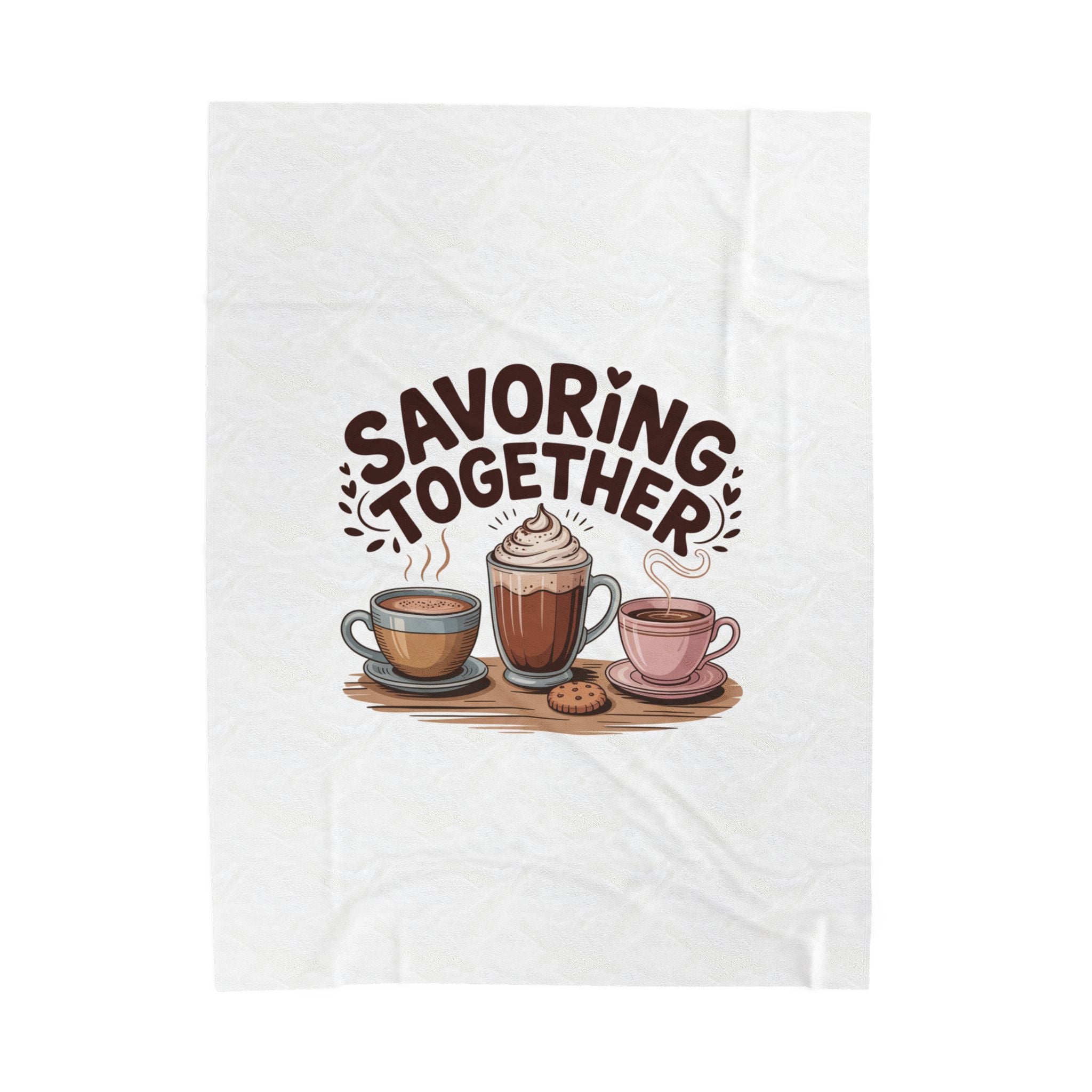 Savoring Together Plush Blanket | coffee cocoa tea cozy, caffeine crew