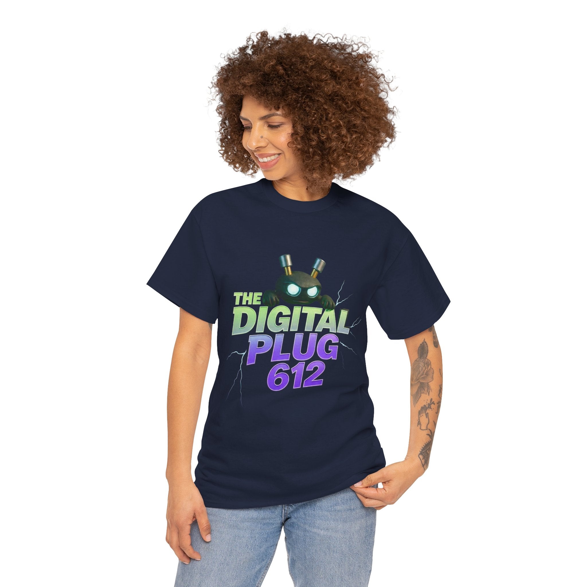 The Digital Plug 612 Tee — Retro Neon Tech Graphic T-Shirt