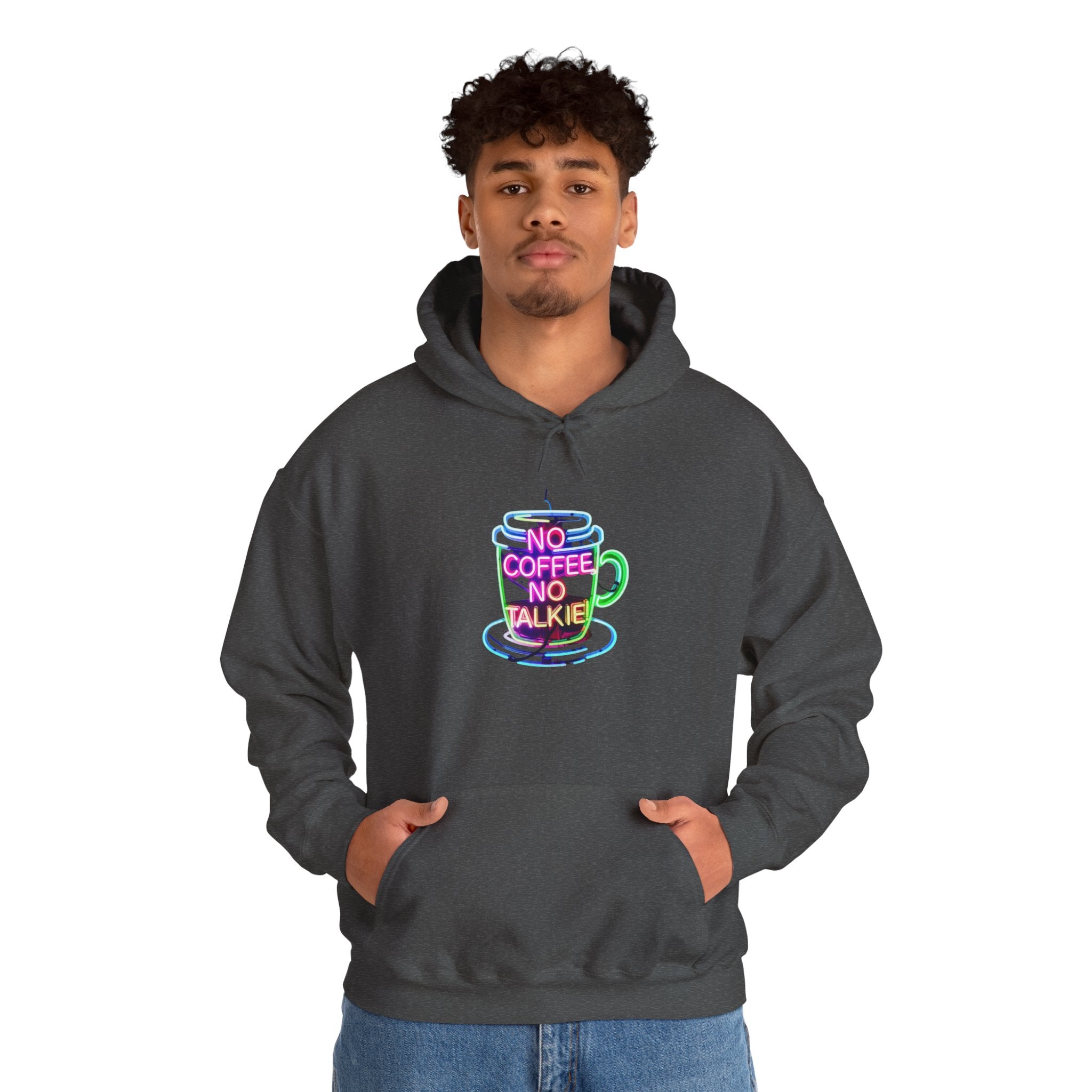 Hoodie - "No Coffee No Talkie" Colorful Coffee Cup Hoodie