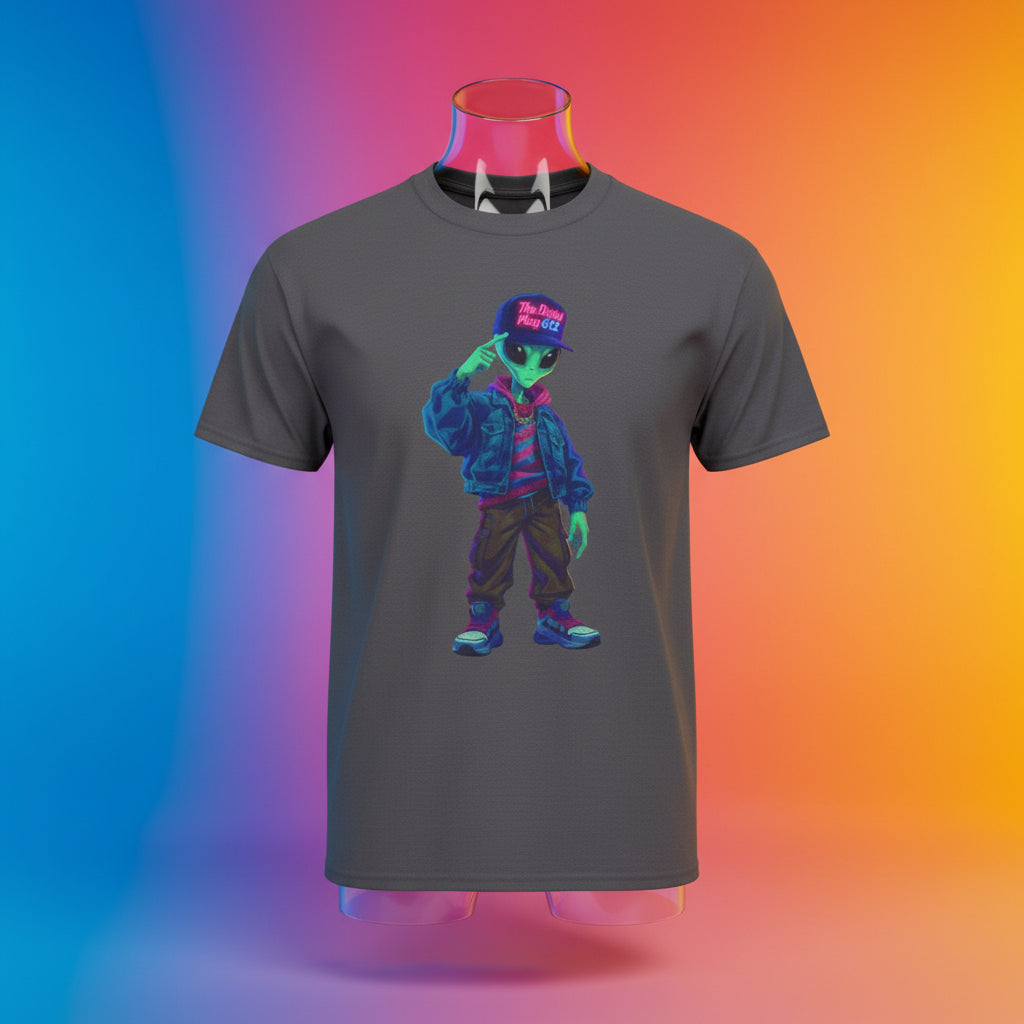 VYBZ Vibrant Alien Graphic Tee - Unisex Heavy Cotton Tee for Casual Wear, Gifts, Streetwear, Festivals, Unique Style