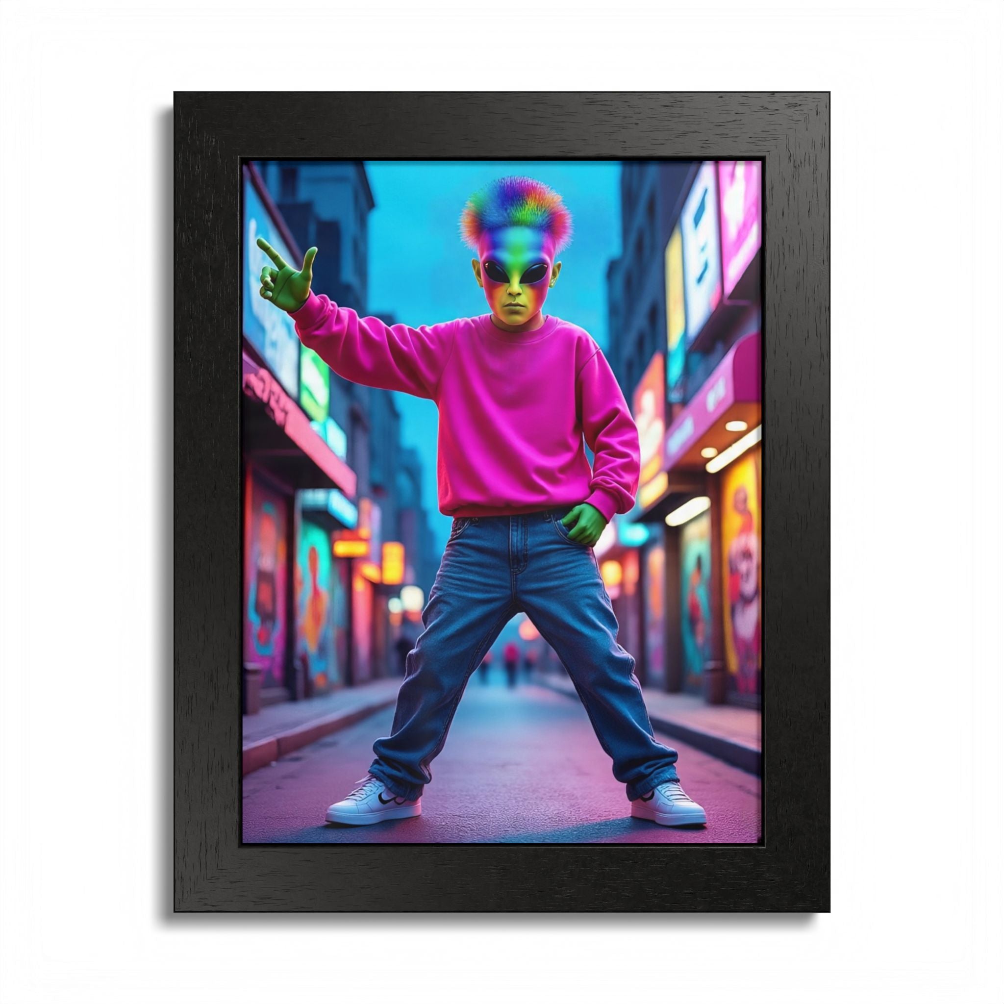 Vibrant Framed Poster, Colorful Wall Art for Home Décor, Funky Room Decoration, Unique Gift for Art Lovers, Retro Vibes, Pop Culture