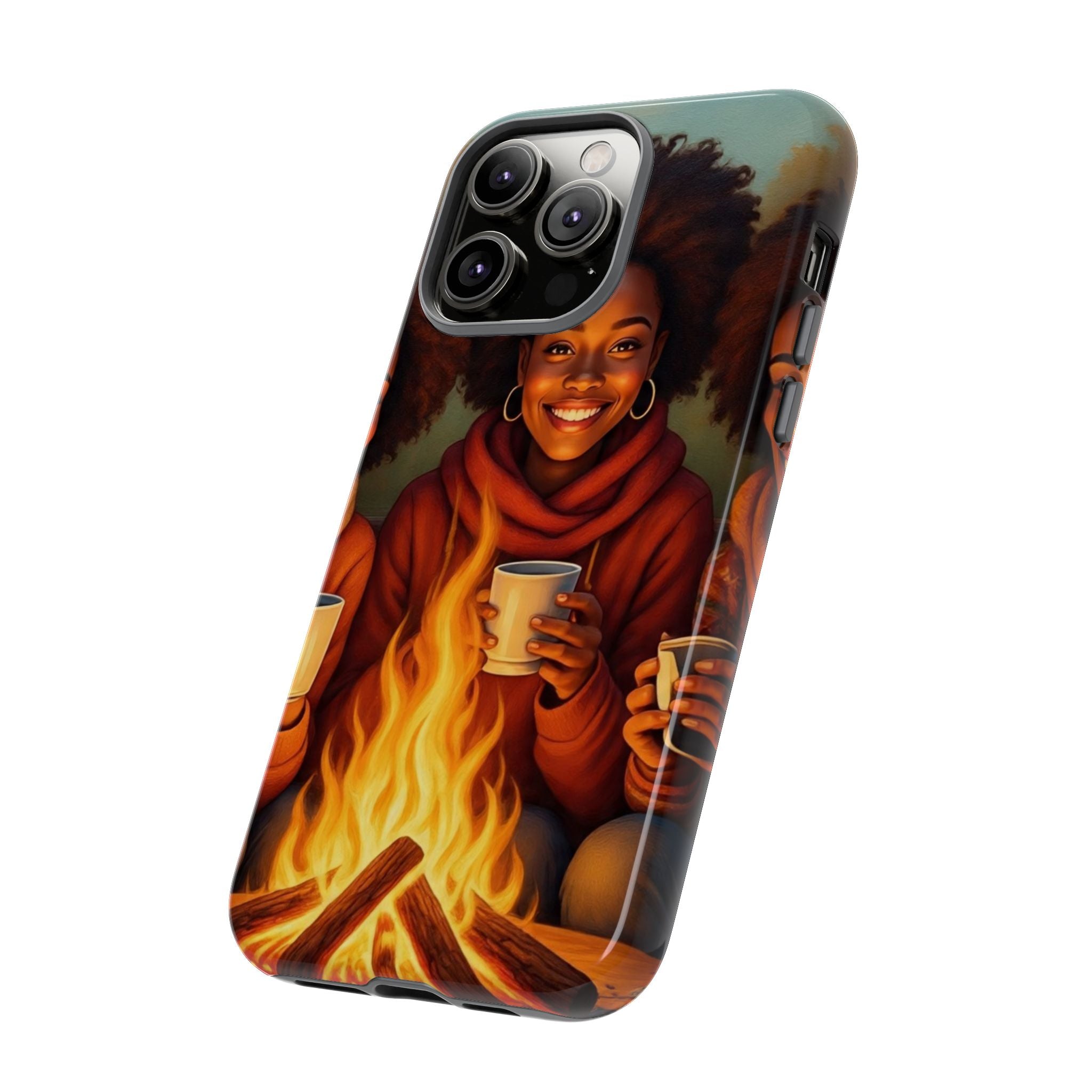 Cozy Phone Case for Campfire Lovers, Tough Cases with Inspirational Design, Perfect Gift for Friends, Birthday Present, Nature Vibe