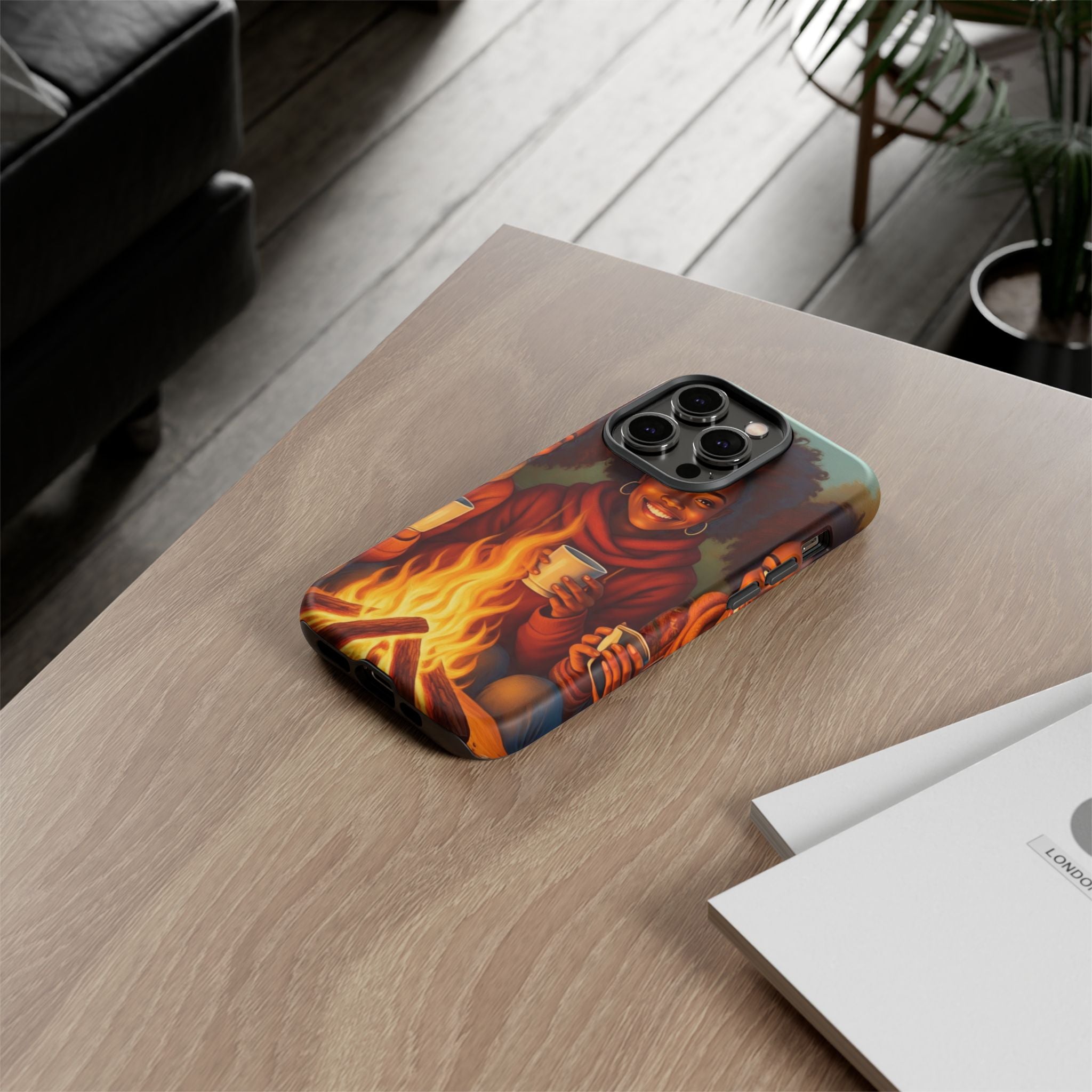Cozy Phone Case for Campfire Lovers, Tough Cases with Inspirational Design, Perfect Gift for Friends, Birthday Present, Nature Vibe