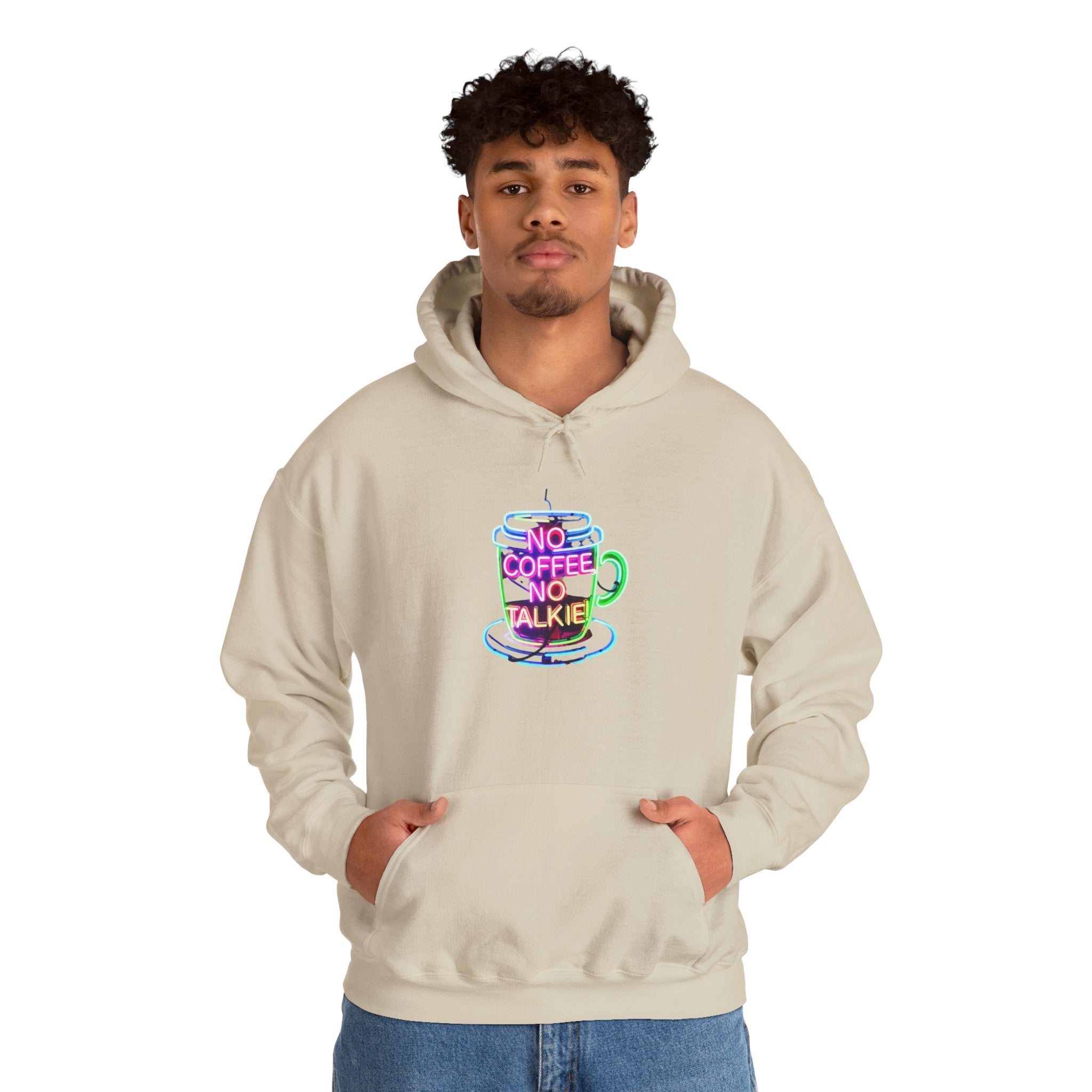 Hoodie - "No Coffee No Talkie" Colorful Coffee Cup Hoodie