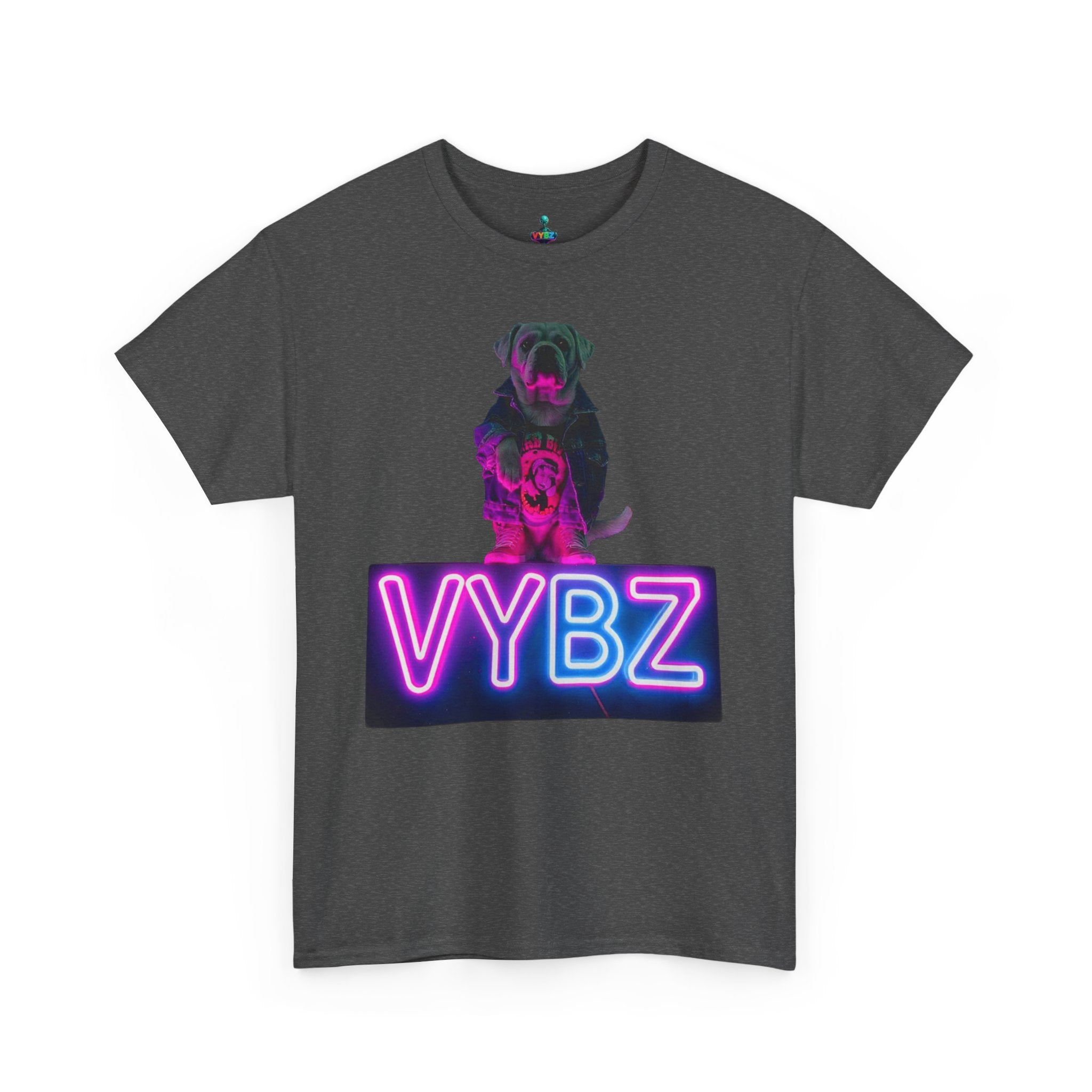 Neon Dog VYBZ Tee, Unisex Heavy Cotton T-Shirt, Casual Wear, Pet Lovers Gift, Streetwear Style, Dog Lover Apparel