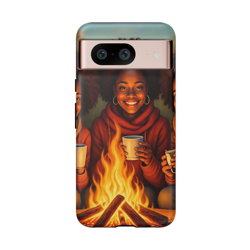 Cozy Phone Case for Campfire Lovers, Tough Cases with Inspirational Design, Perfect Gift for Friends, Birthday Present, Nature Vibe