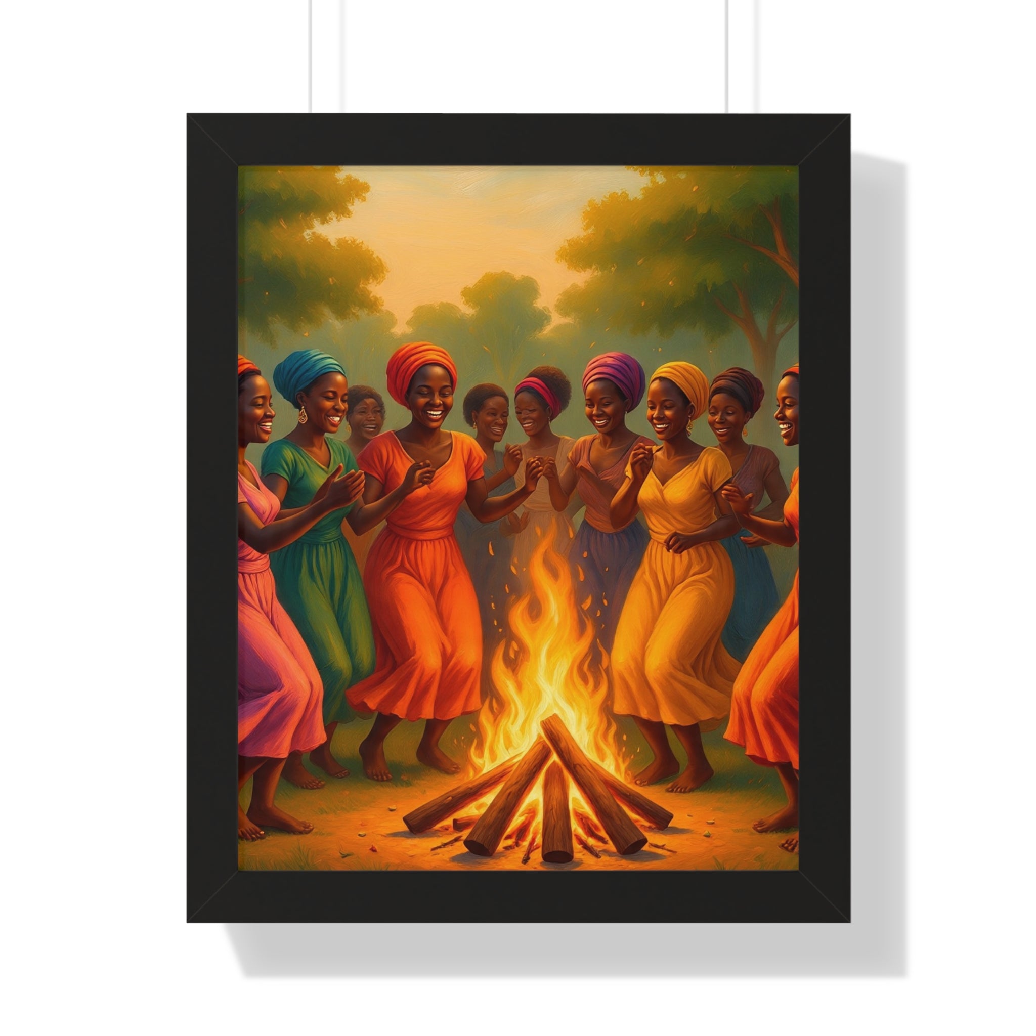 African Women Dance Bonfire Poster