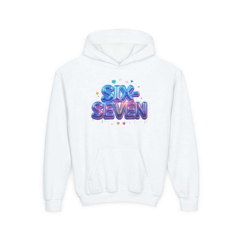 Youth Hoodie — "Six Seven" Colorful 3D Balloon Text Graphic