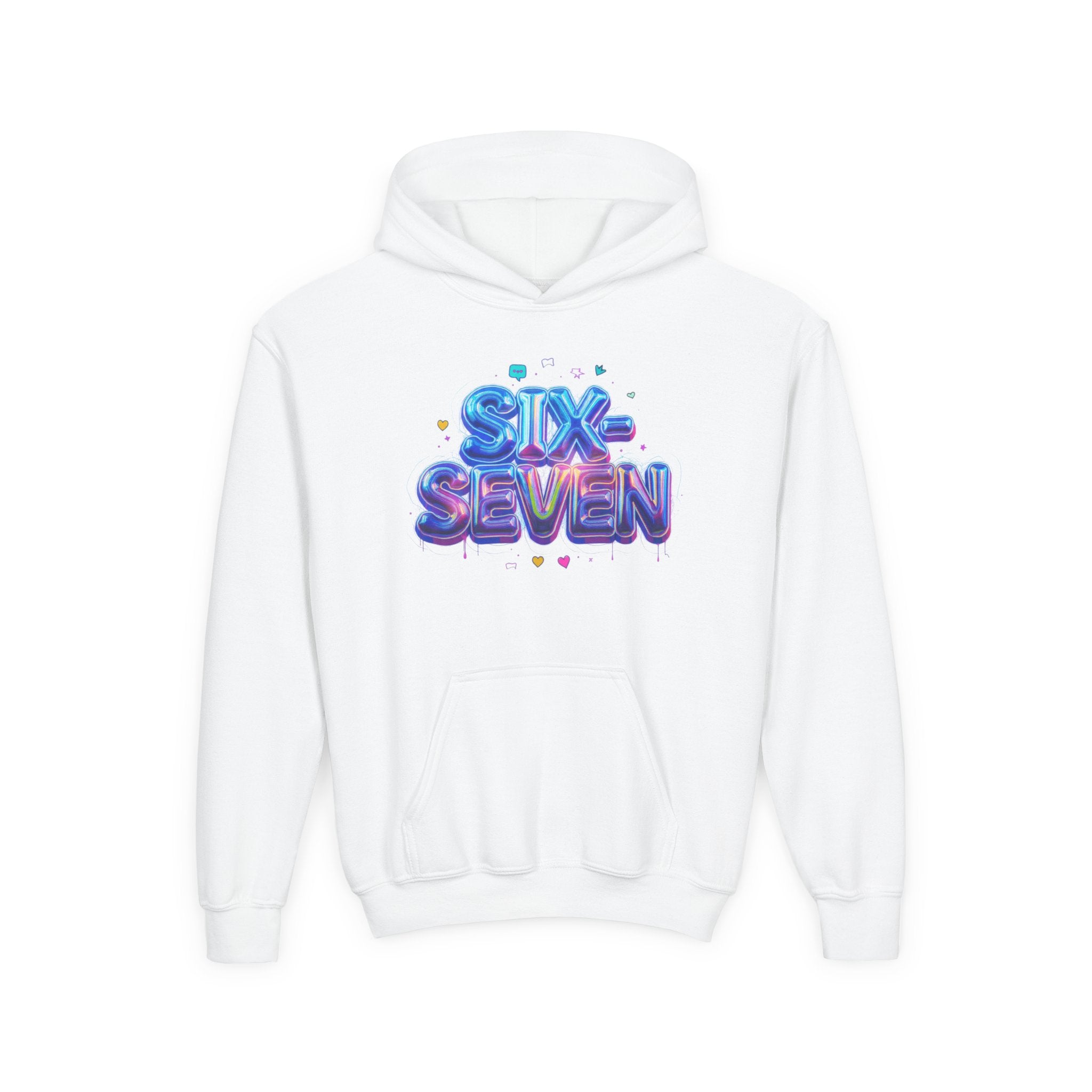 Youth Hoodie — "Six Seven" Colorful 3D Balloon Text Graphic