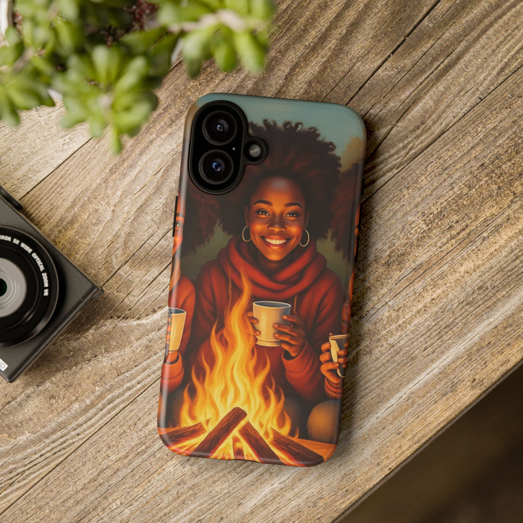 Cozy Phone Case for Campfire Lovers, Tough Cases with Inspirational Design, Perfect Gift for Friends, Birthday Present, Nature Vibe