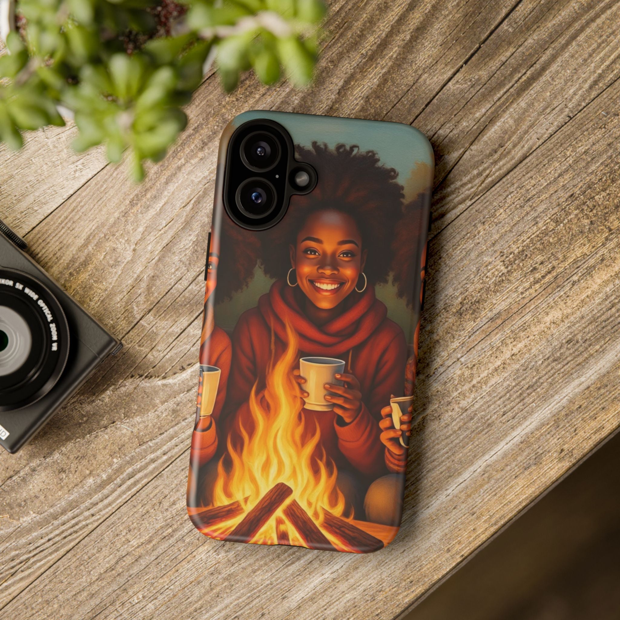 Cozy Phone Case for Campfire Lovers, Tough Cases with Inspirational Design, Perfect Gift for Friends, Birthday Present, Nature Vibe