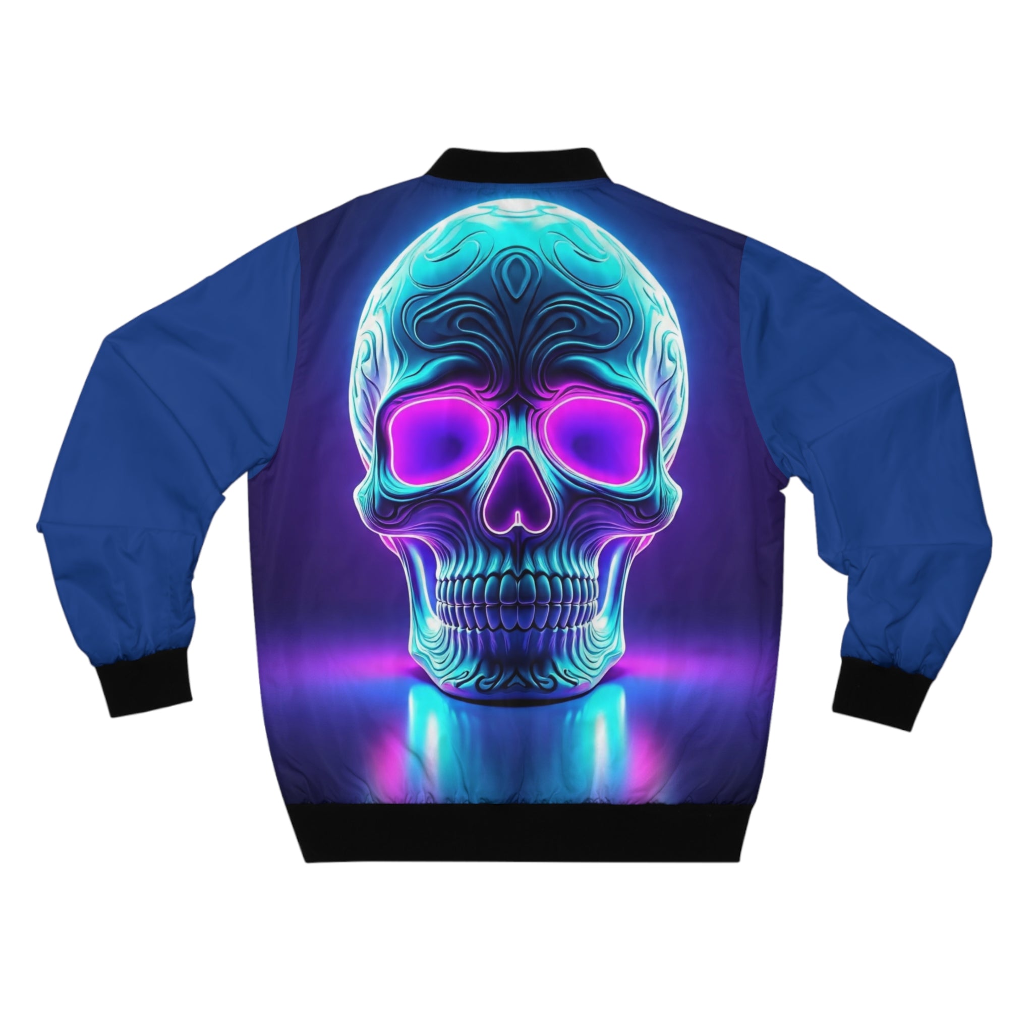 Neon Skull Bomber Jacket — Retro Cyberpunk Skull Bomber Jacket
