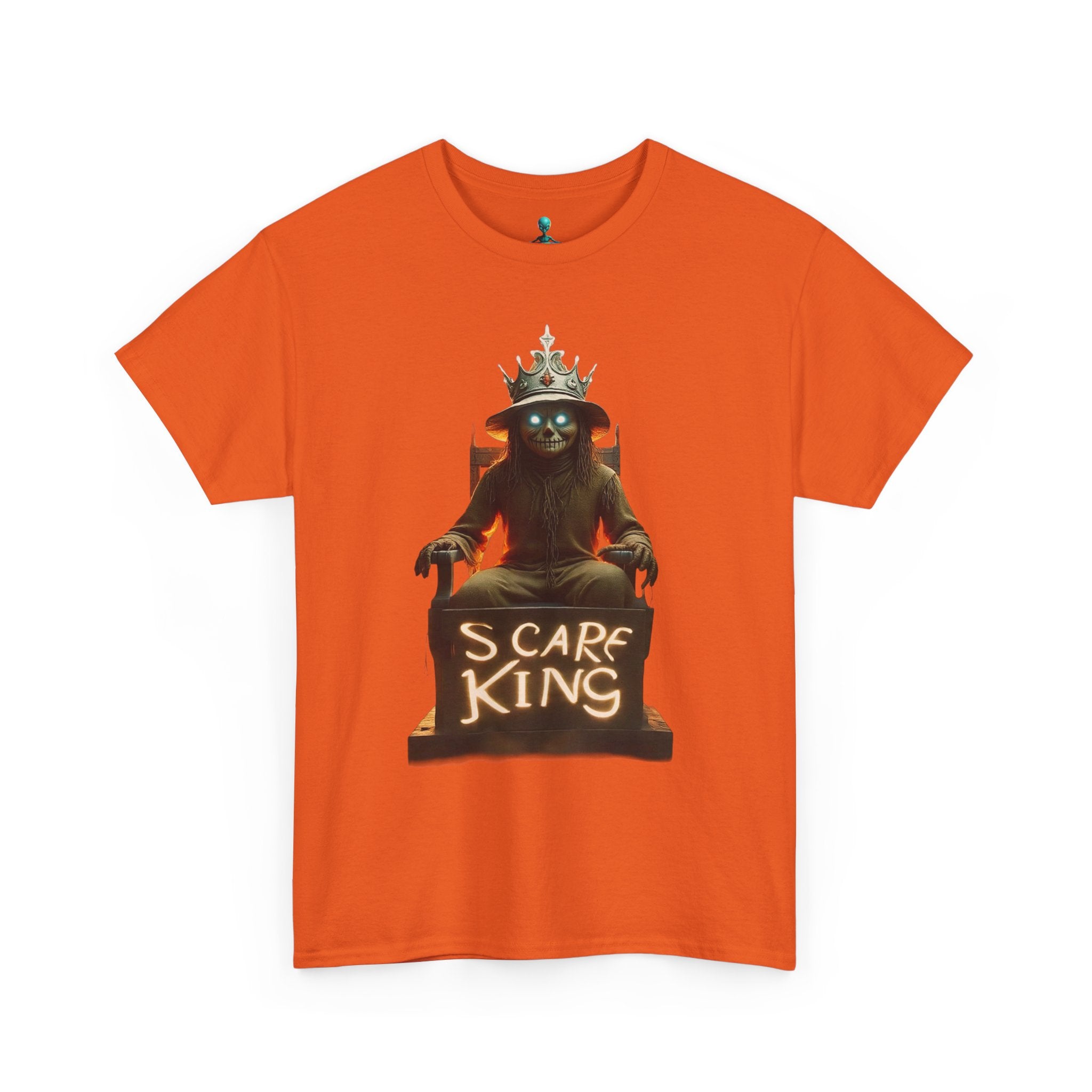 VYBZ Scare King Unisex Heavy Cotton Tee, Halloween Shirt, Horror Tee, Graphic T-Shirt, Scary Costume Top, Gift for Spooky Lovers