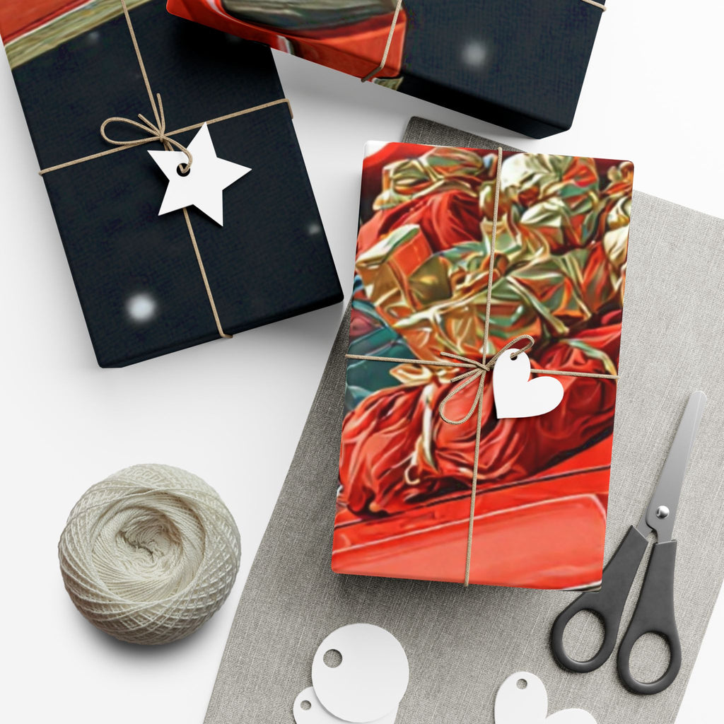 Vintage Santa's Bag Gift Wrap Papers, Holiday Wrapping Paper, Christmas Gift Wrap, Festive Gift Wrap, Retro Santa Paper