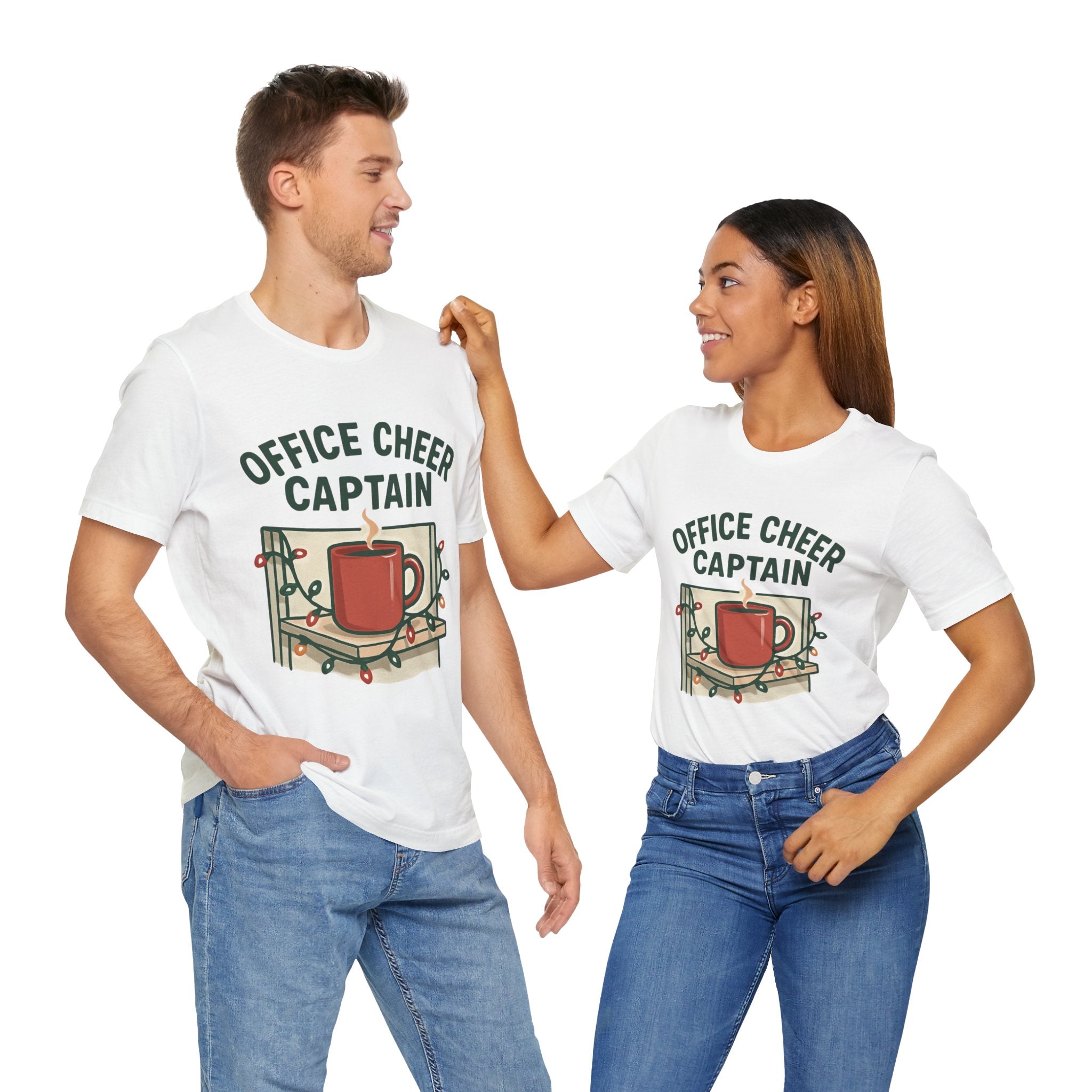 Office Cheer Captain Tee — Holiday Coffee Mug Christmas Work Shirt