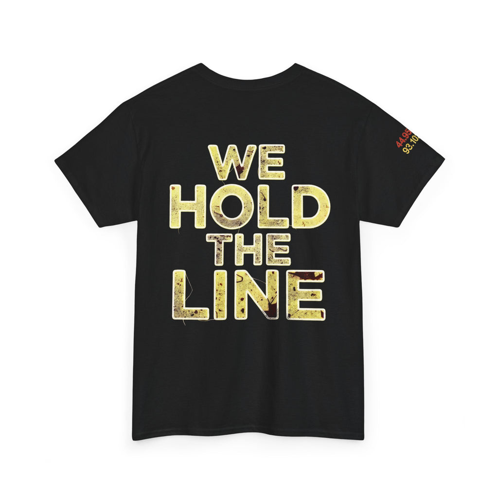 North Star Rebel Tee — Minnesota Map Shirt with "We Hold The Line" Gold Back Print